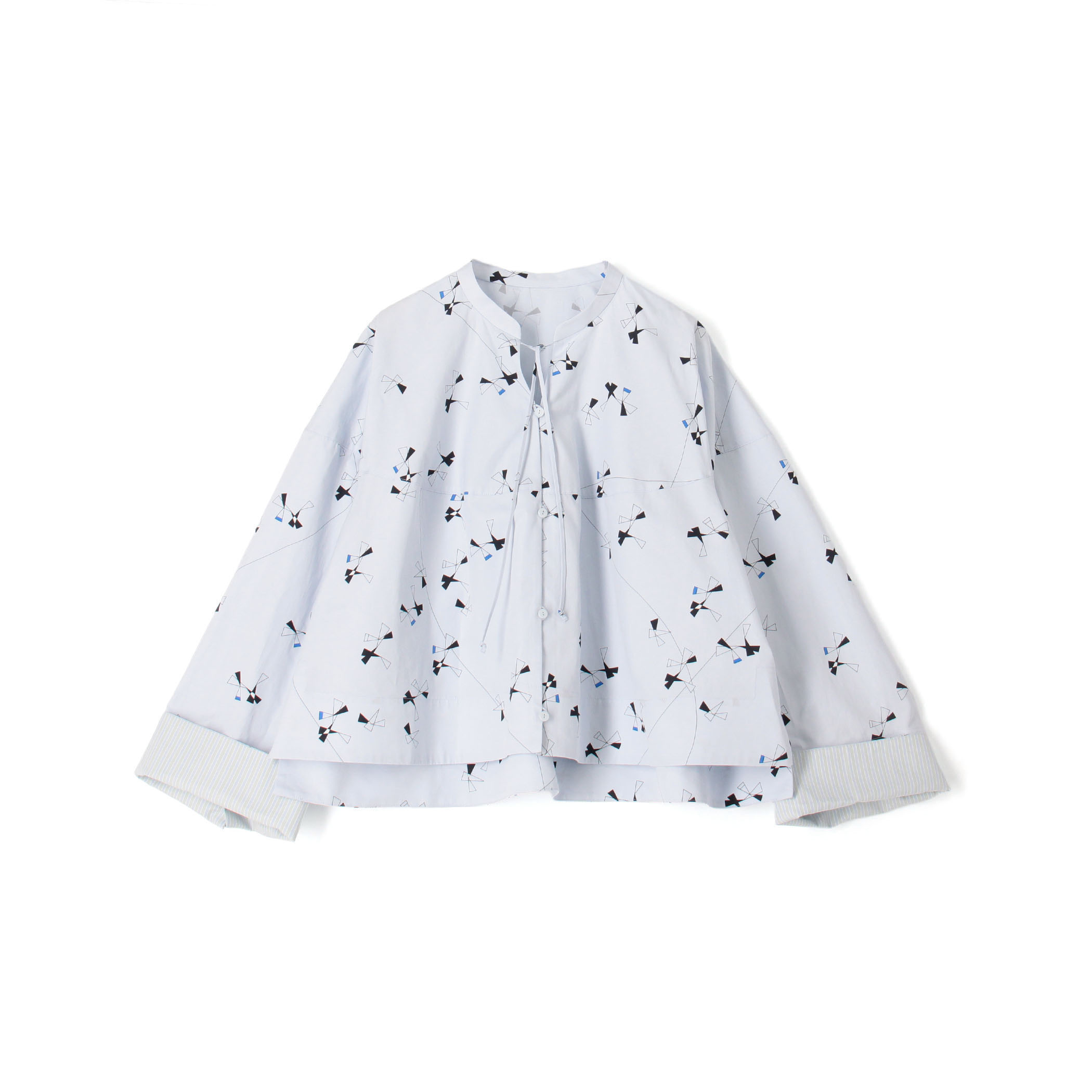 トライアングルクロスプリント バルジングブラウス