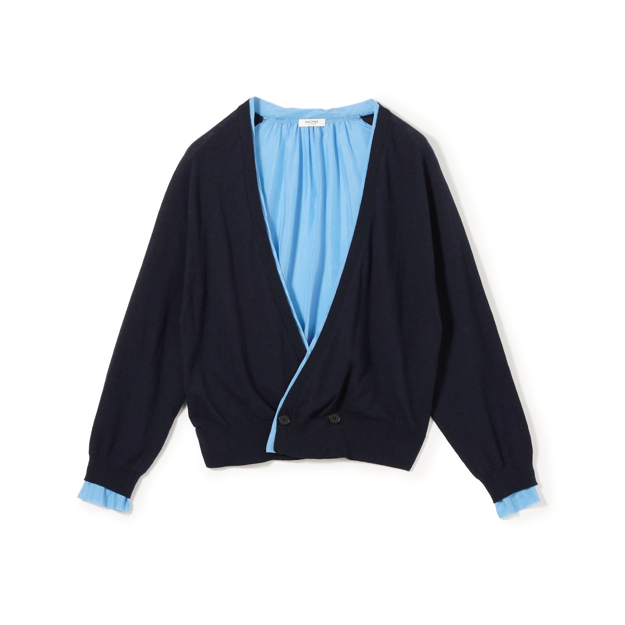 ファブリックコンビ Vネックカーディガン