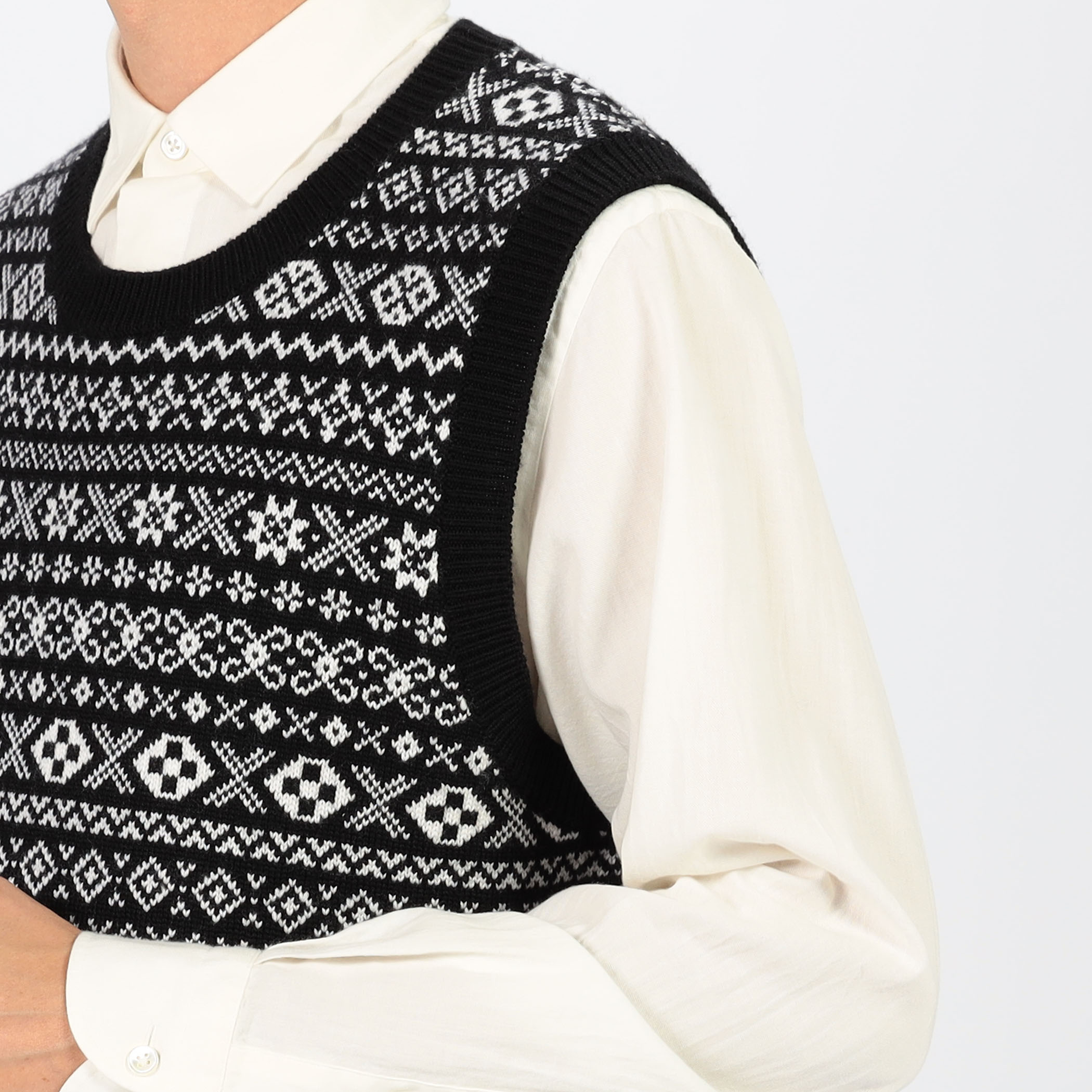 ウールカシミヤ フェアアイル クルーネックプルオーバー ニットベスト