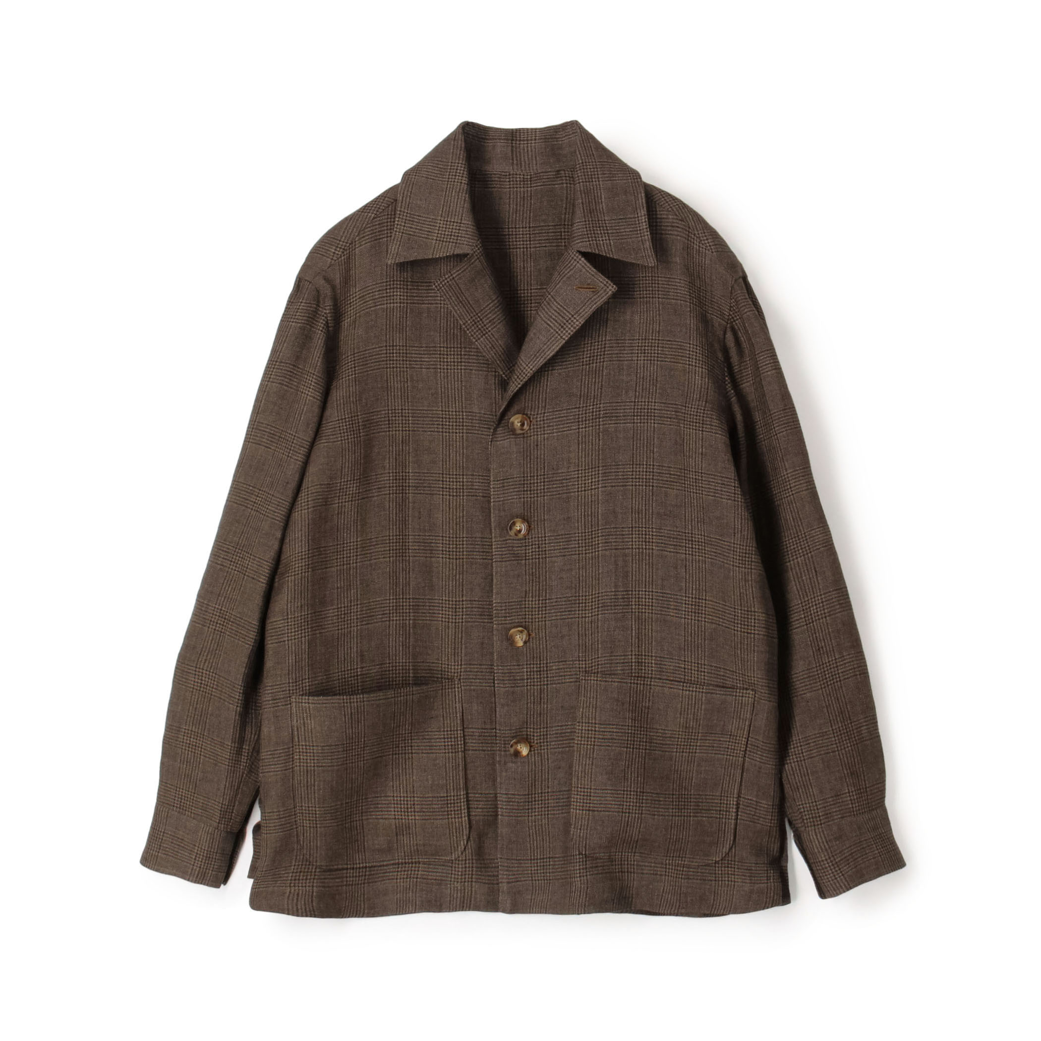 リネングレンチェック ハンドカバーシャツブルゾン