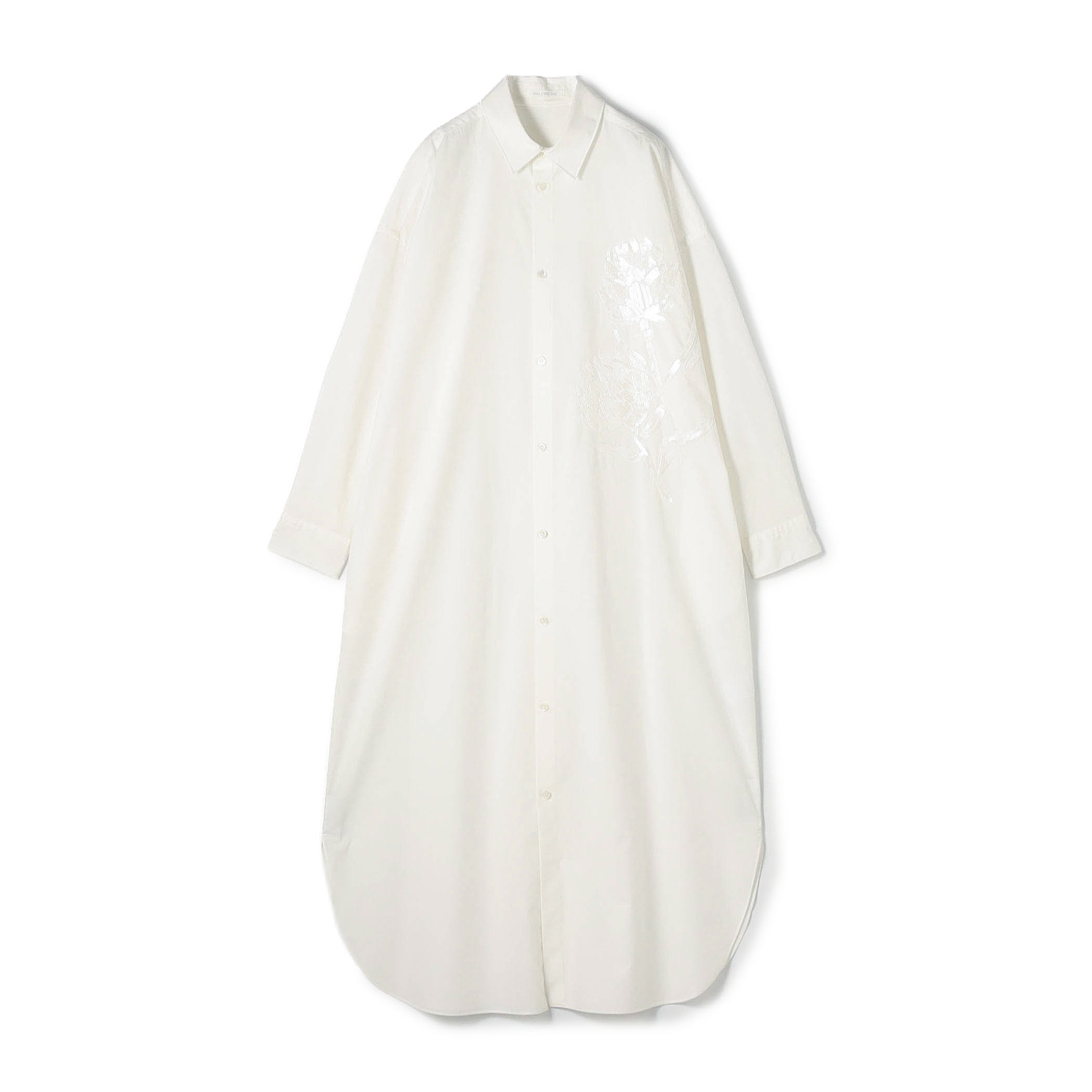 コットンポプリンエンブロイダリー シャツワンピース