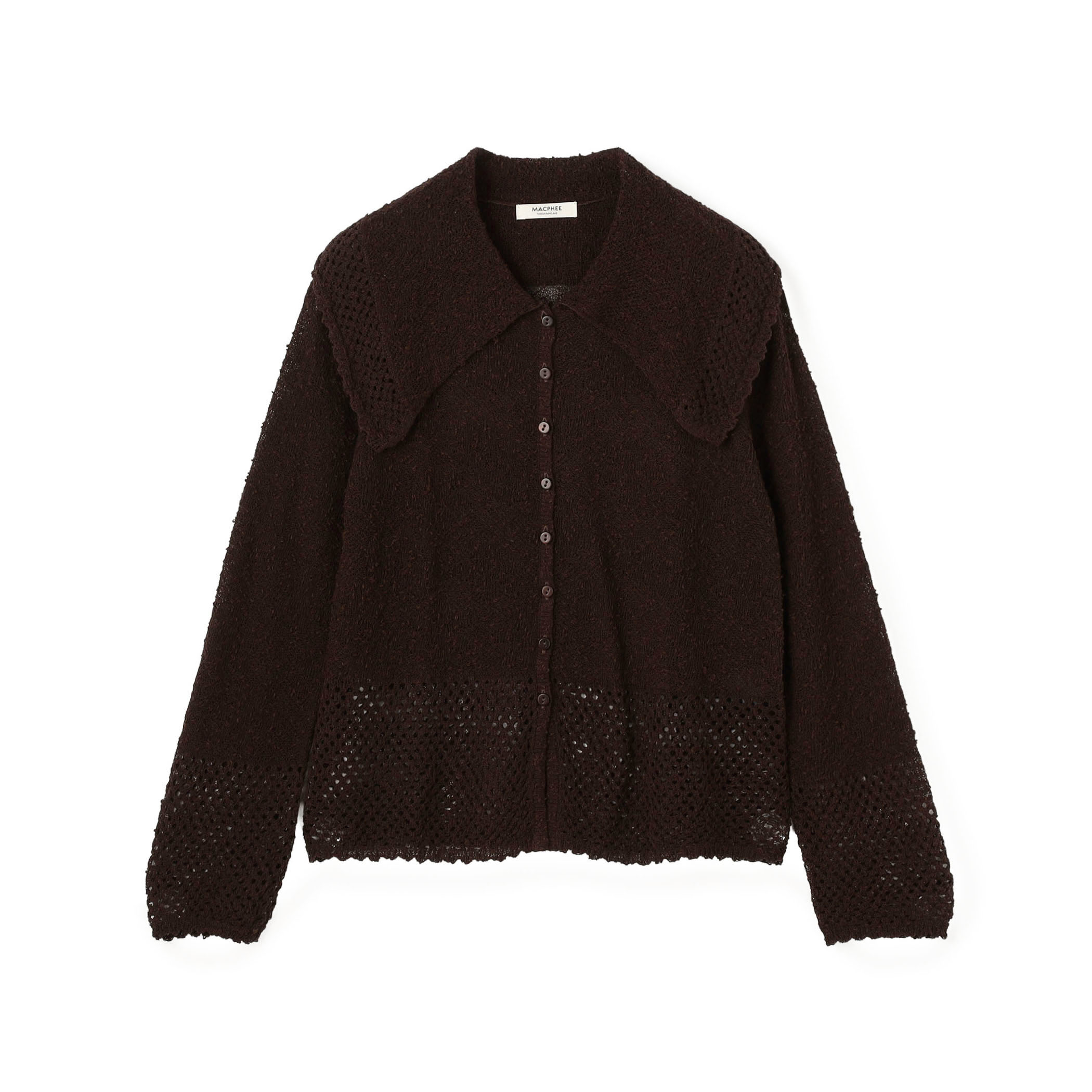 レーシーニット ビックカラーカーディガン