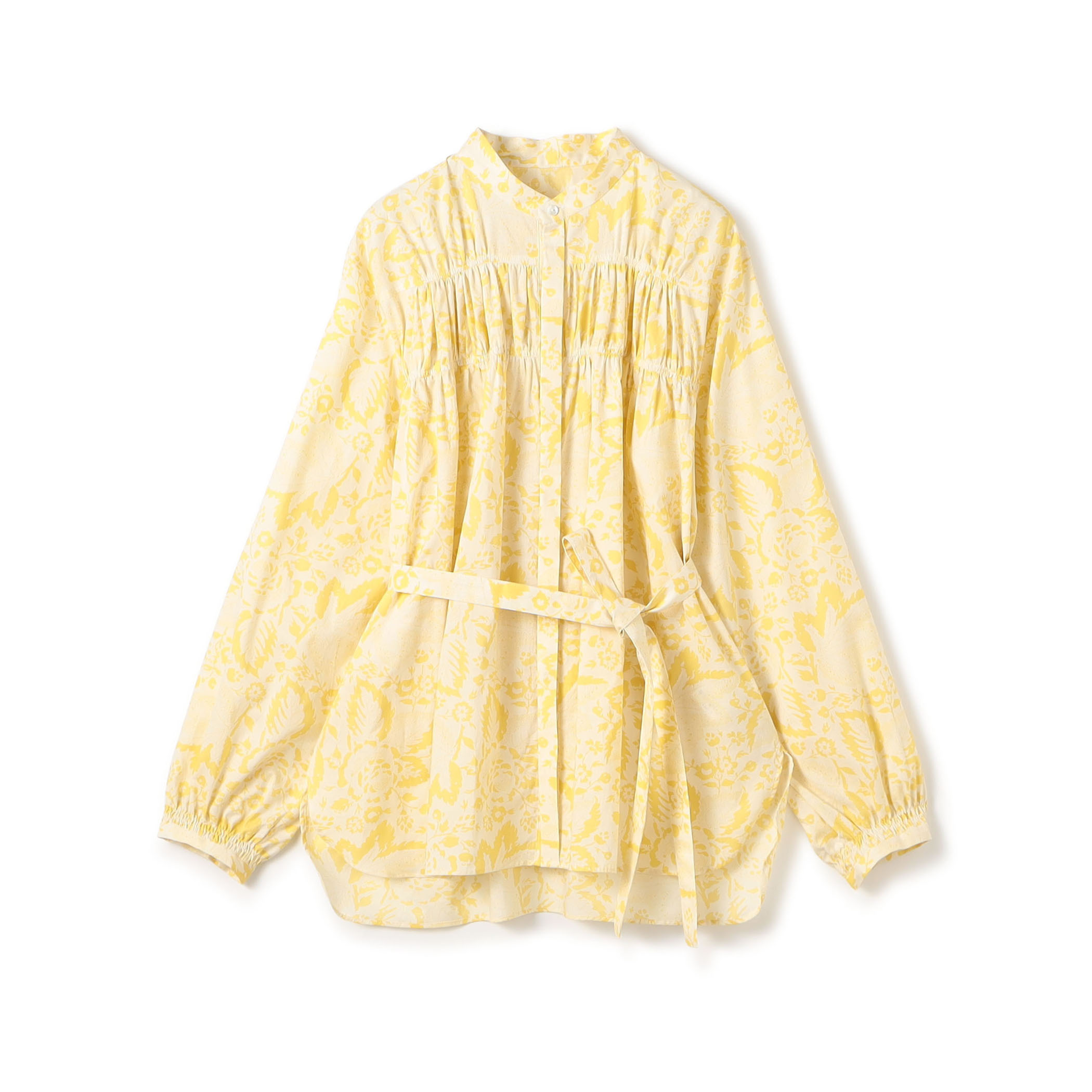 コットンローンプリント シャーリングチュニックブラウス