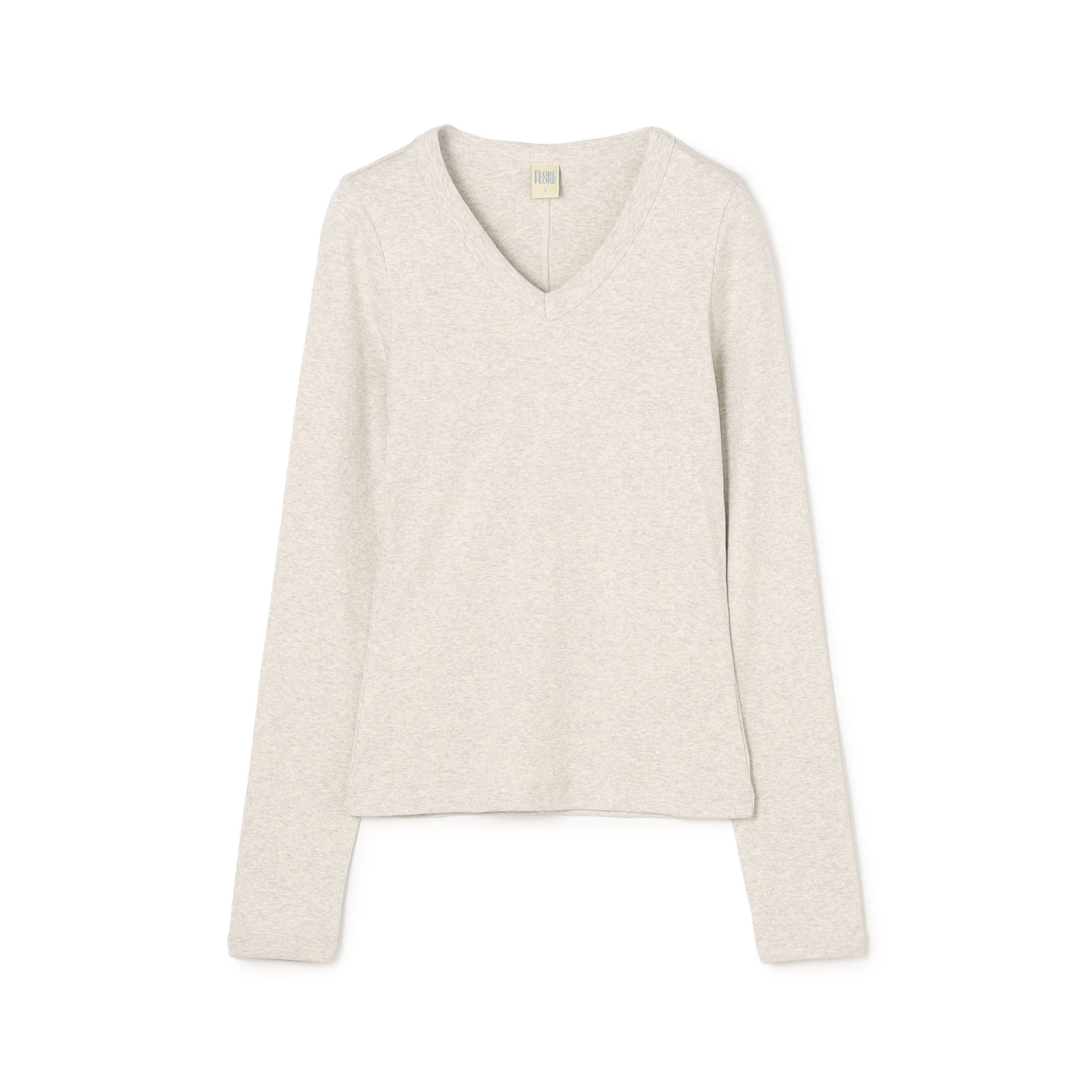 FLORE FLORE JILL コットン VネックロングスリーブTシャツ
