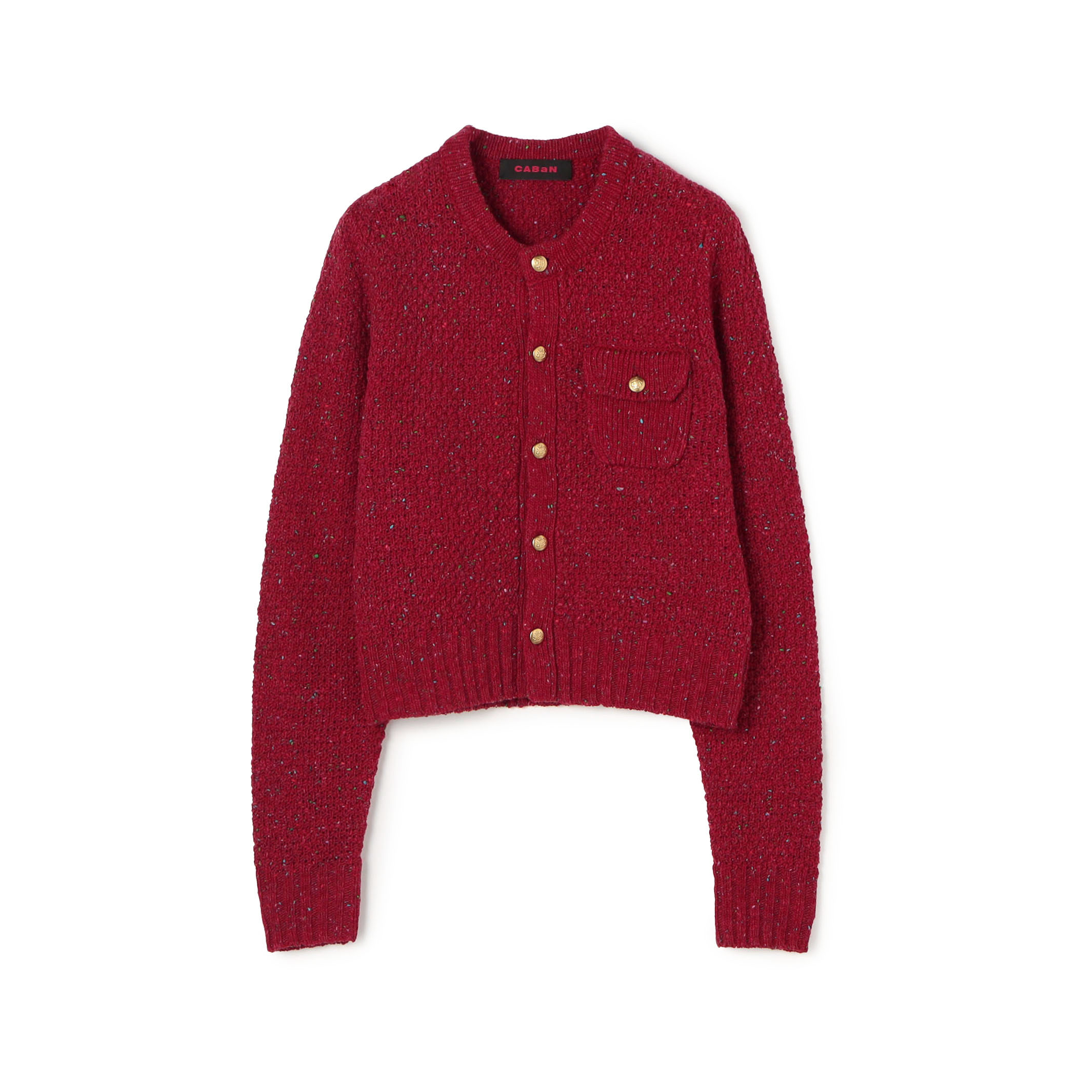 美品 トゥモローランド 定番 CABaN 大人気 カーディガン ニット レッド CABaN コットンカシミヤ ポケットクルーネックカーディガン