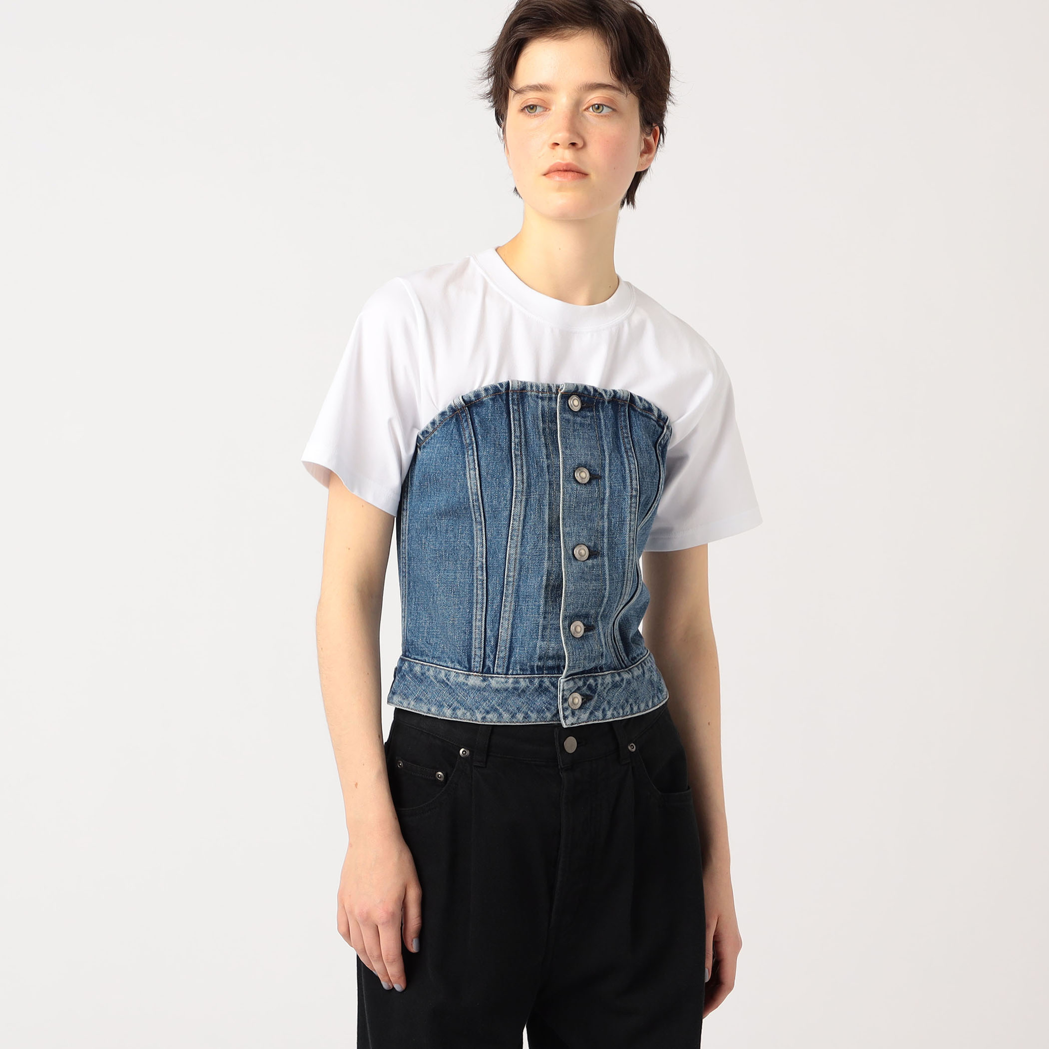 HYKE DENIM STRAPLESS TOP｜トゥモローランド 公式通販