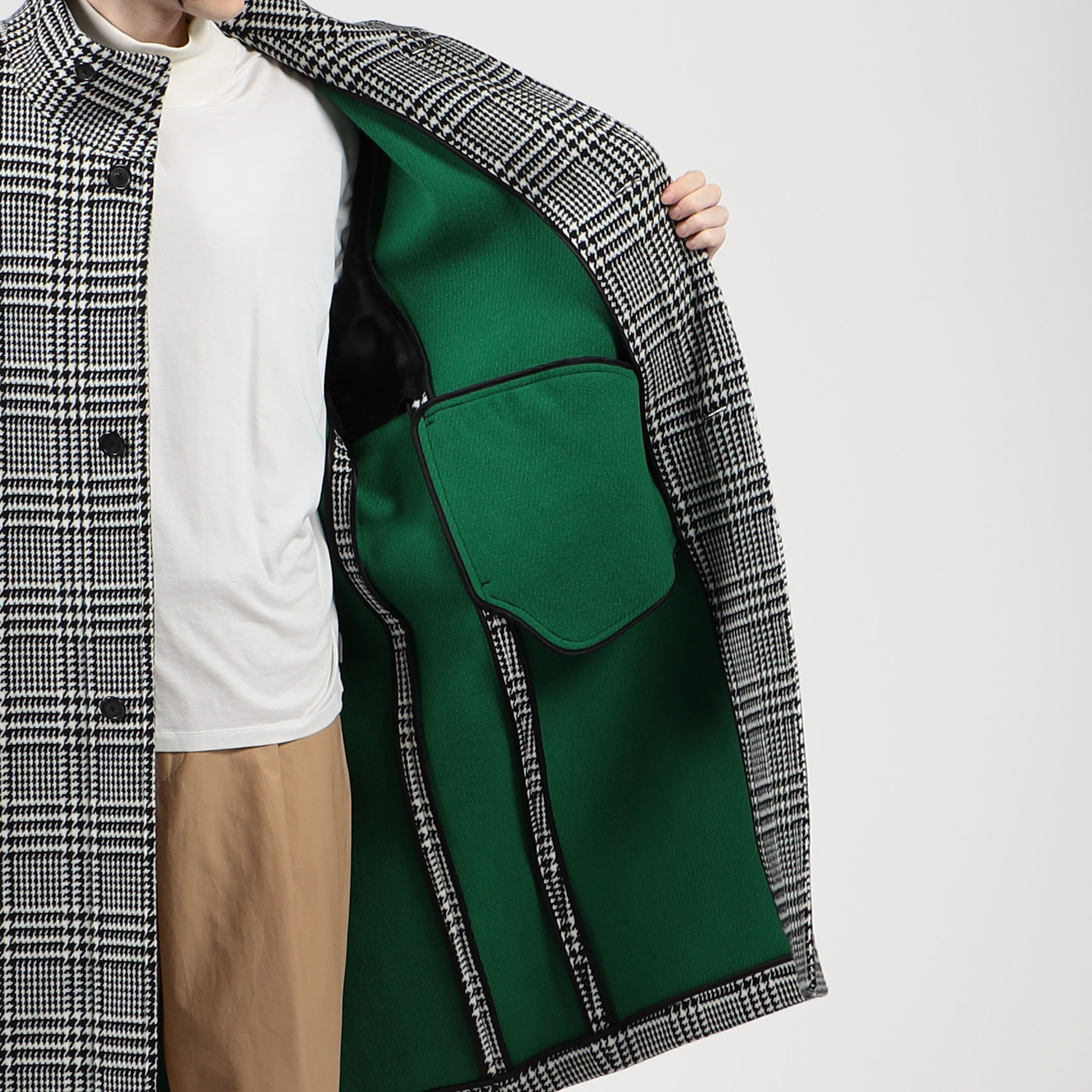 トゥモローランド　モスタルダグレンチェック スタンドカラーコート TOMORROWLAND （トゥモローランド）の「モスタルダグレンチェック