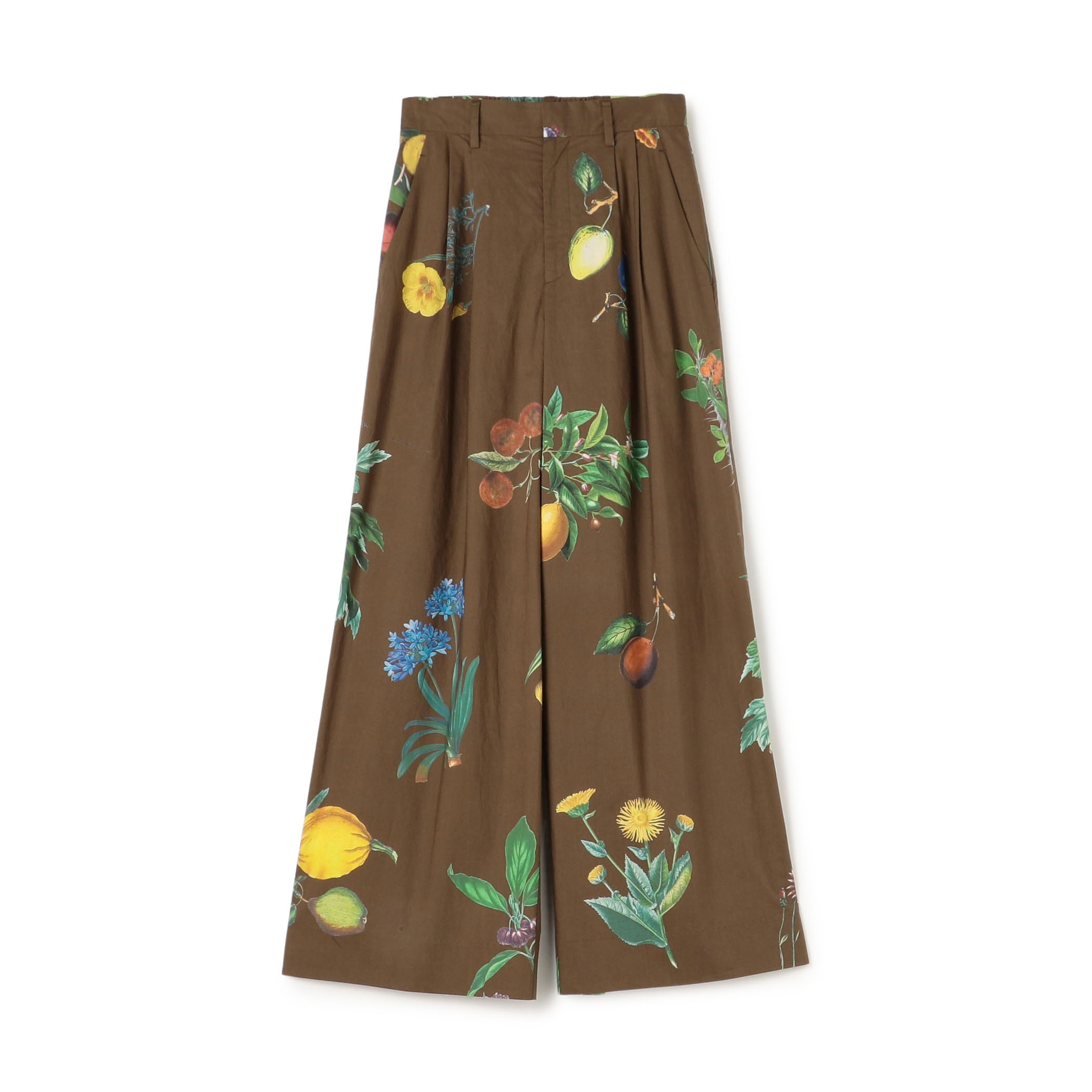 CABaN コットン Green Showerプリント 2タックワイドパンツ