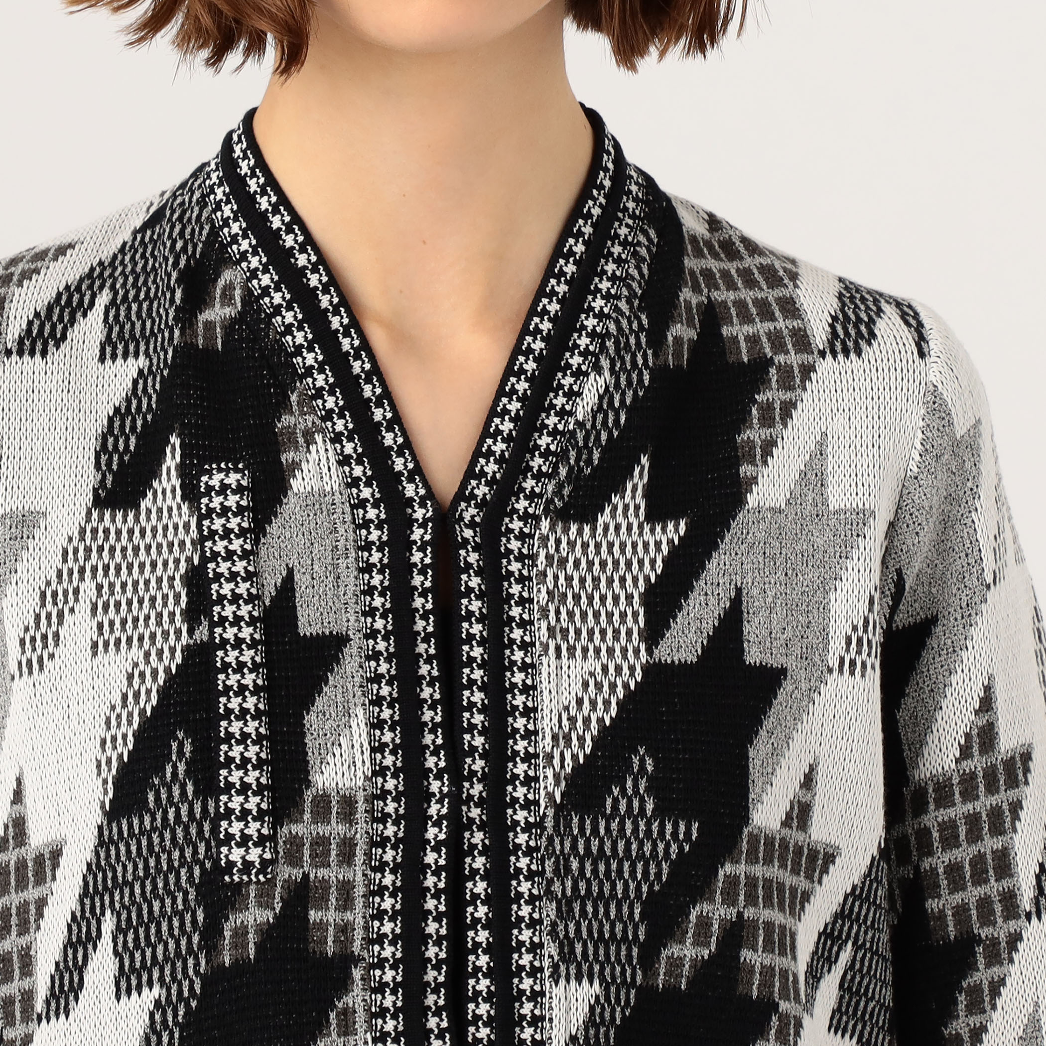 日本限定 新品タグ付き♪マメ Houndstooth Knitted Jacket ノーカラー