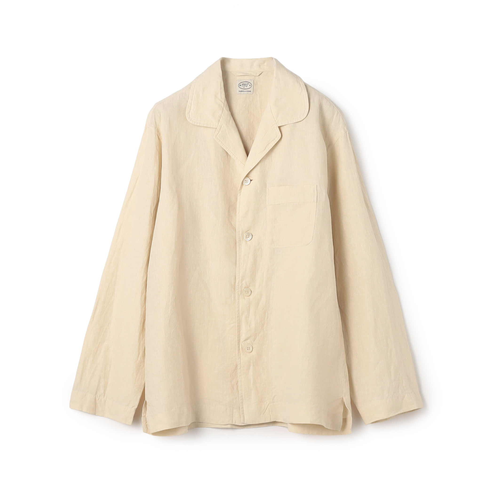 80リネン パジャマカラー オーバーシャツ