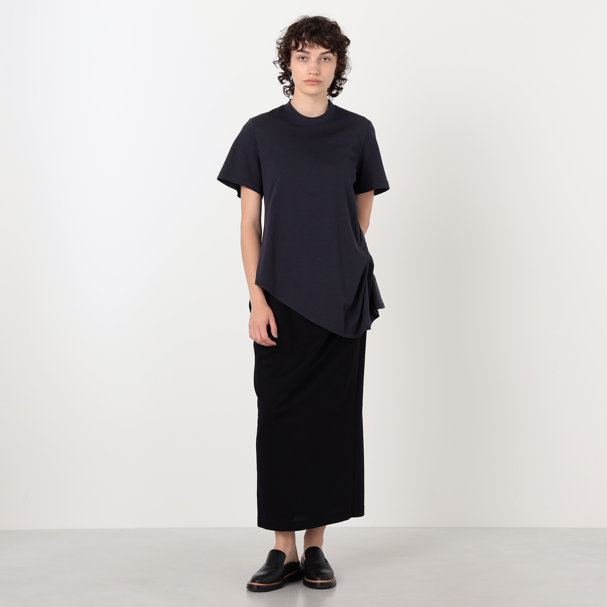 む*う様 Mame Kurogouchi コットンジャージーTシャツ(黒) Cotton