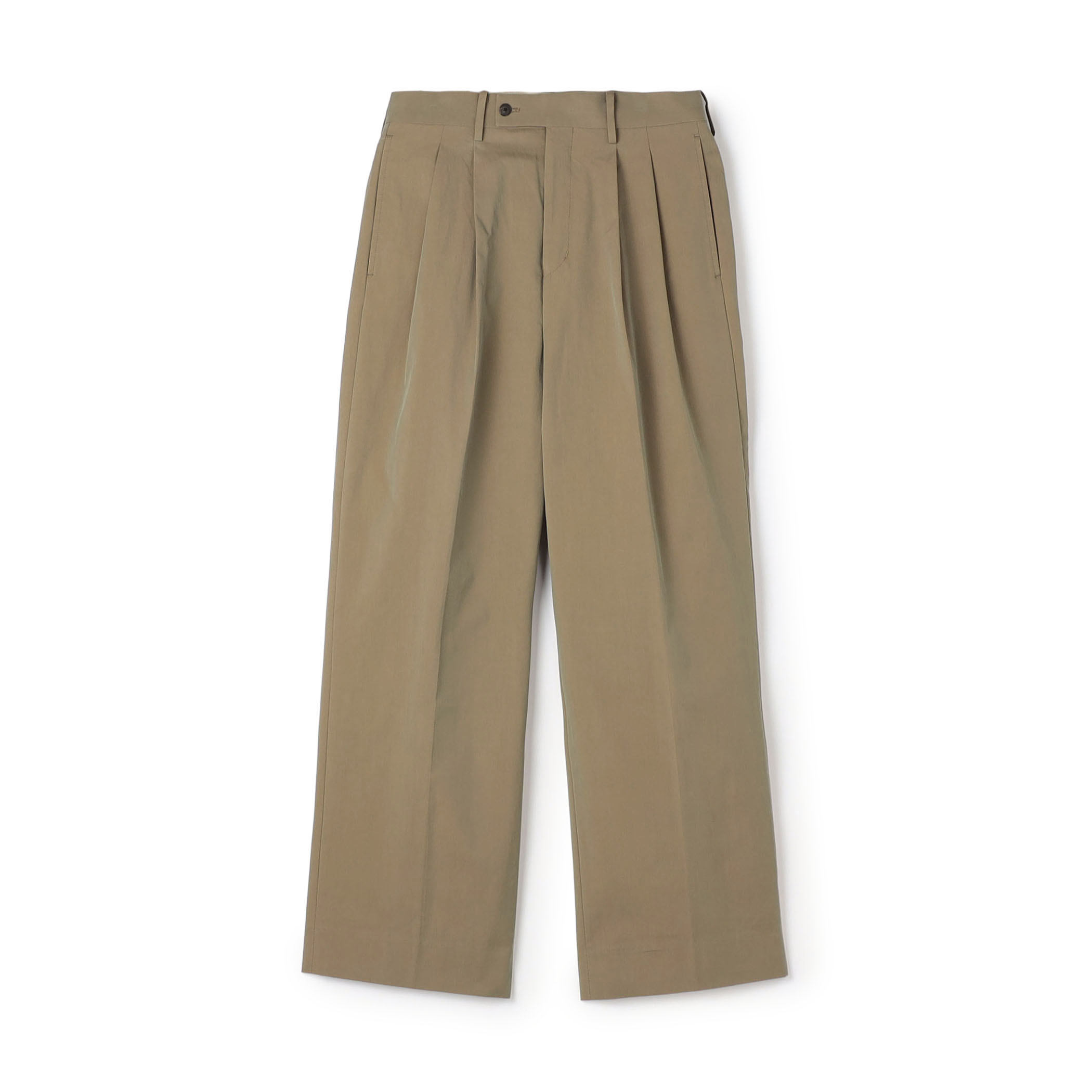 コットンナイロンツイル 2タックワイドストレートパンツ