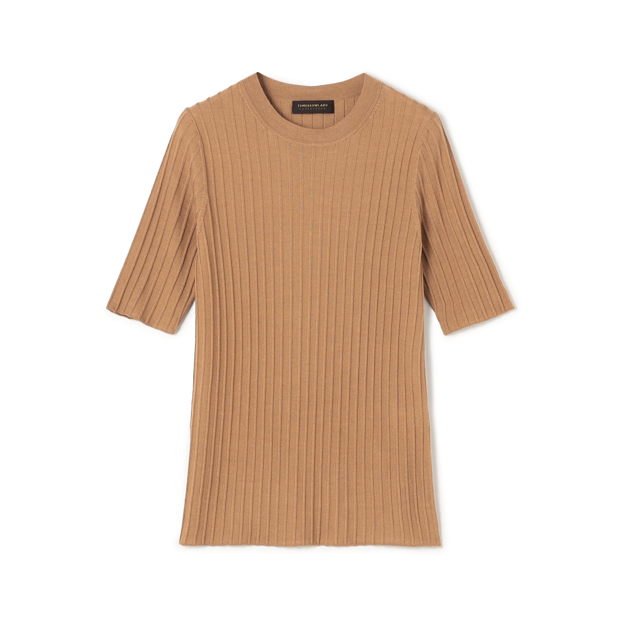 カシミヤシルクリブ ハーフスリーブプルオーバー