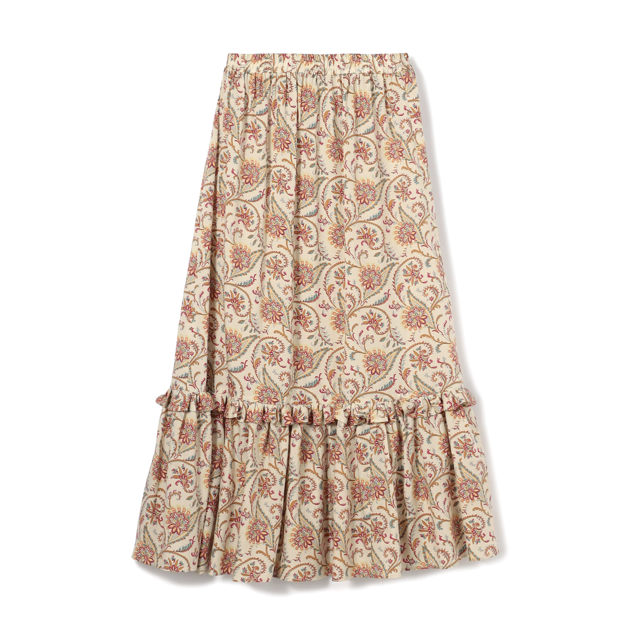レーヨンプリント ティアードマキシスカート