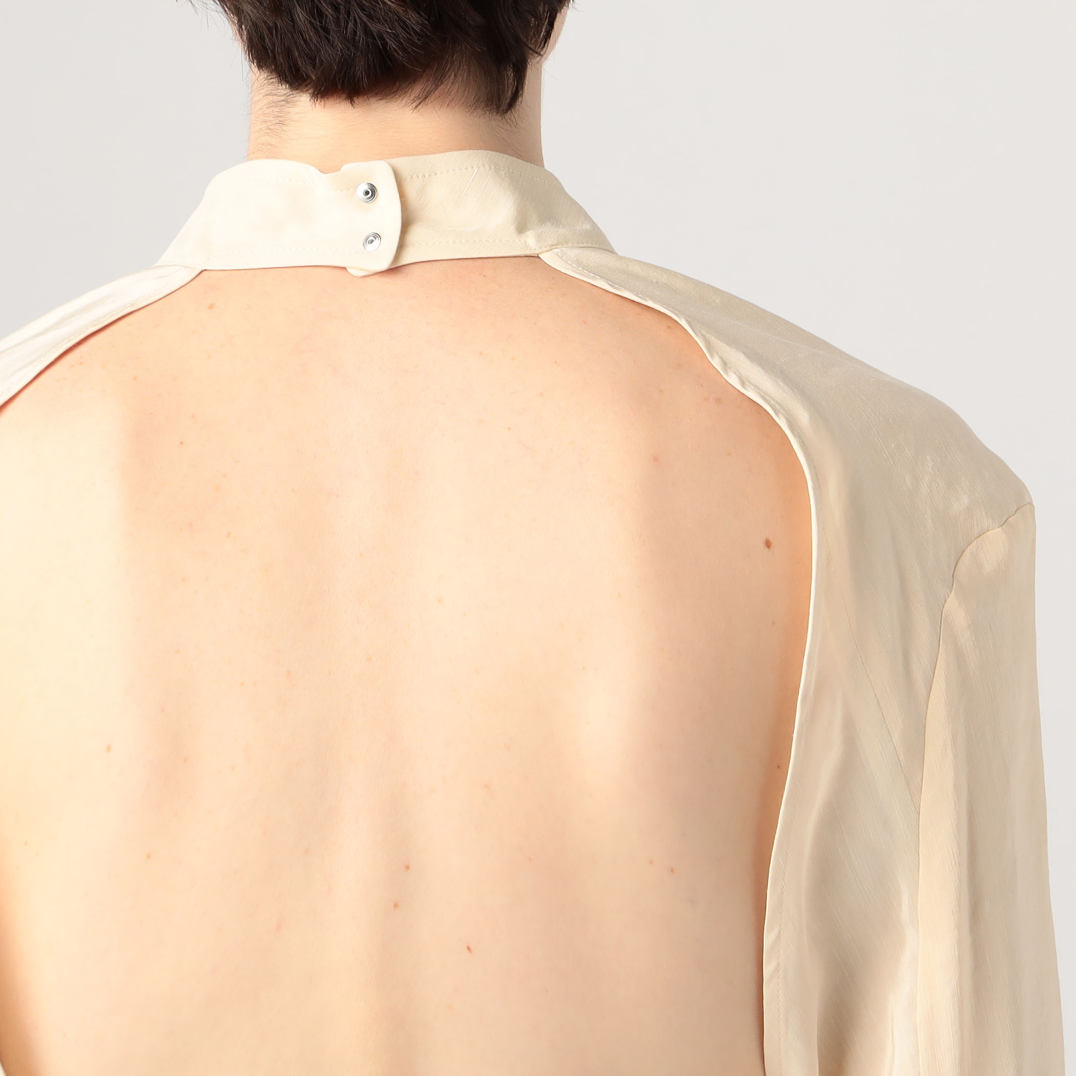 経堂) フォトコピュー PHOTOCOPIEU バックオープン ブラウス BACK OPEN BLOUSE サイズ38 ブラック 231SYL 23SS PHOTOCOPIEU OPEN BACK BLOUSE リネンシルク オープンバック