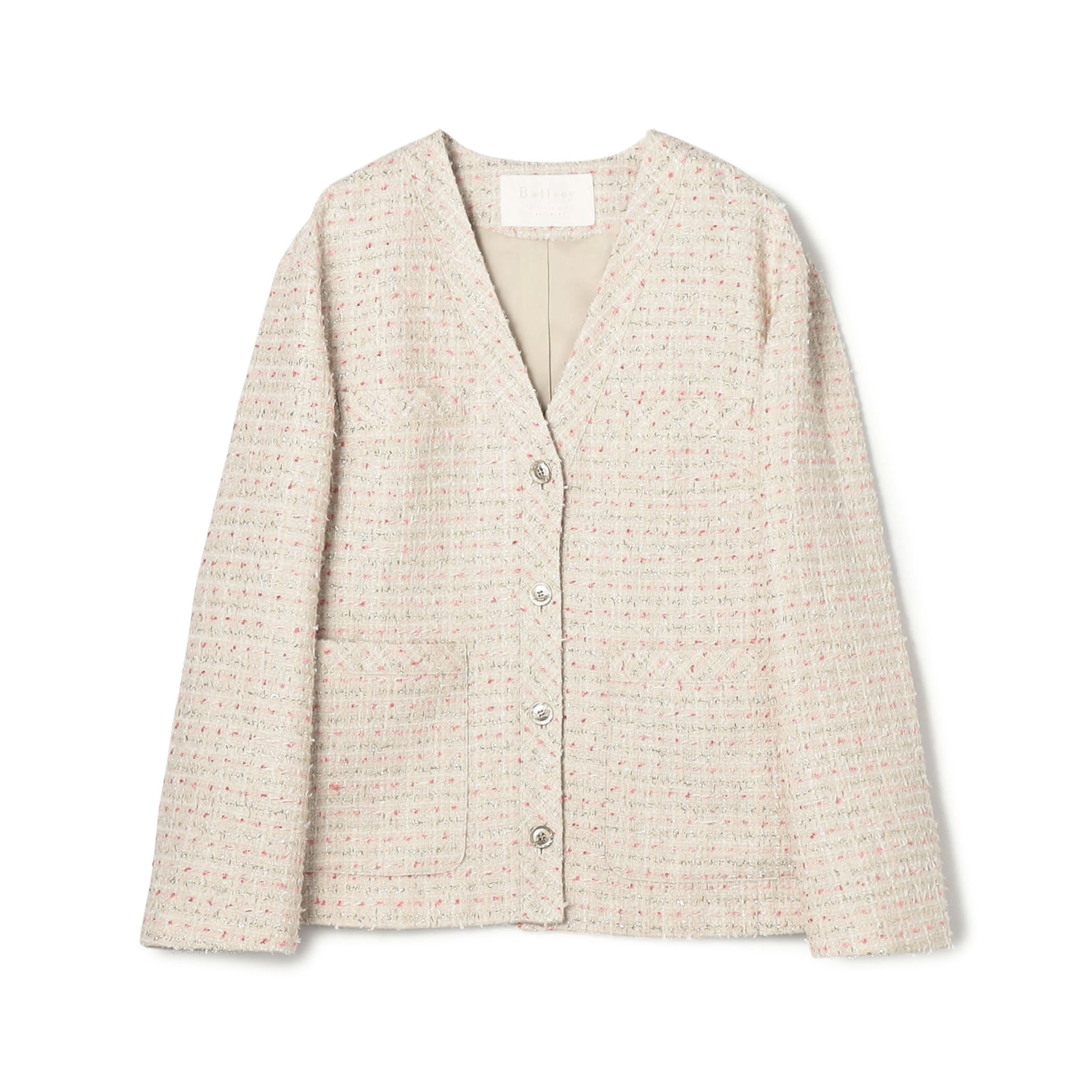 【WEB先行予約】エアリーファンシーツイード Vカラージャケット