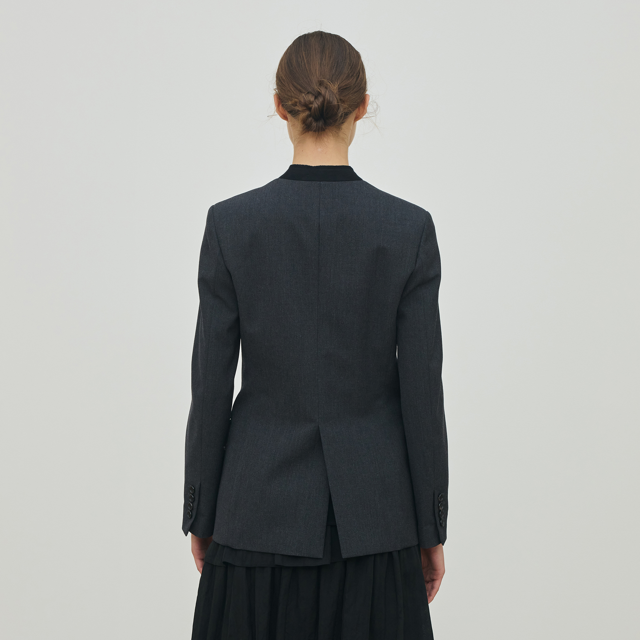 【a076】トゥモローランド イングランドシェパード ノーカラー ジャケット M セール】 シックシェファード ノーカラージャケット （ノー