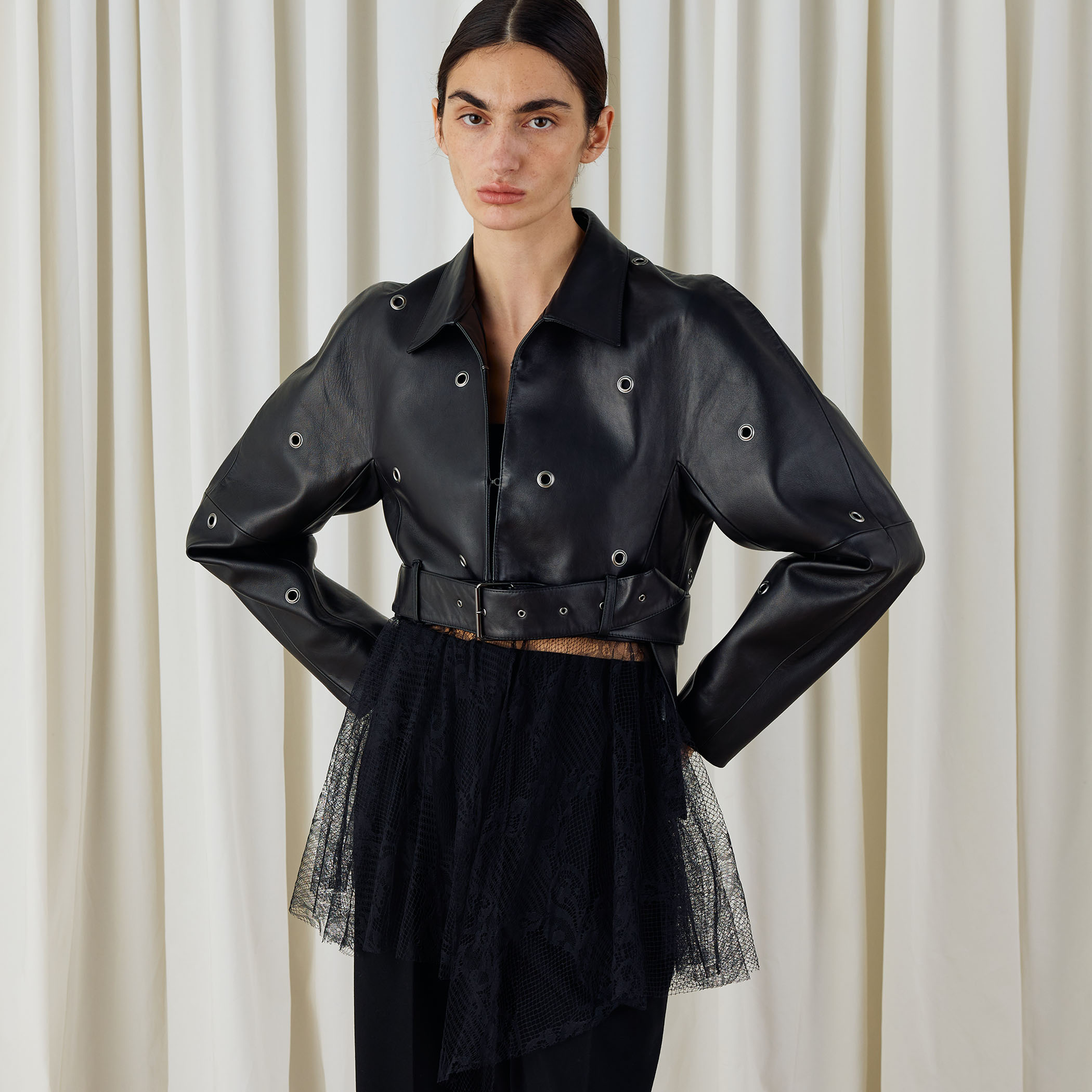 クレドナ　ラムレザー　美品 ラムレザー クルーネックジャケット｜トゥモローランド 公式通販