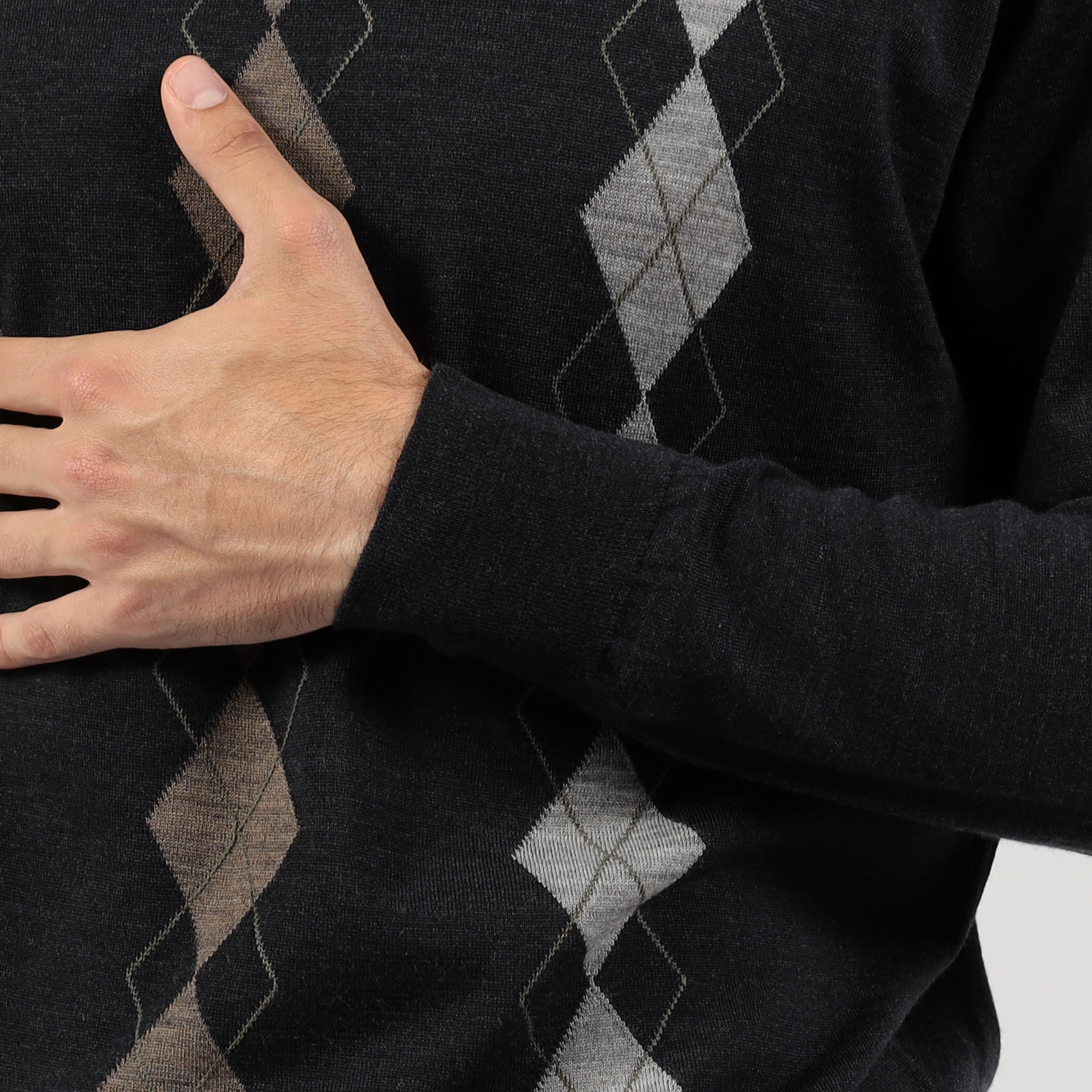 別注】JOHN SMEDLEY ウール アーガイルクルーネック プルオーバー