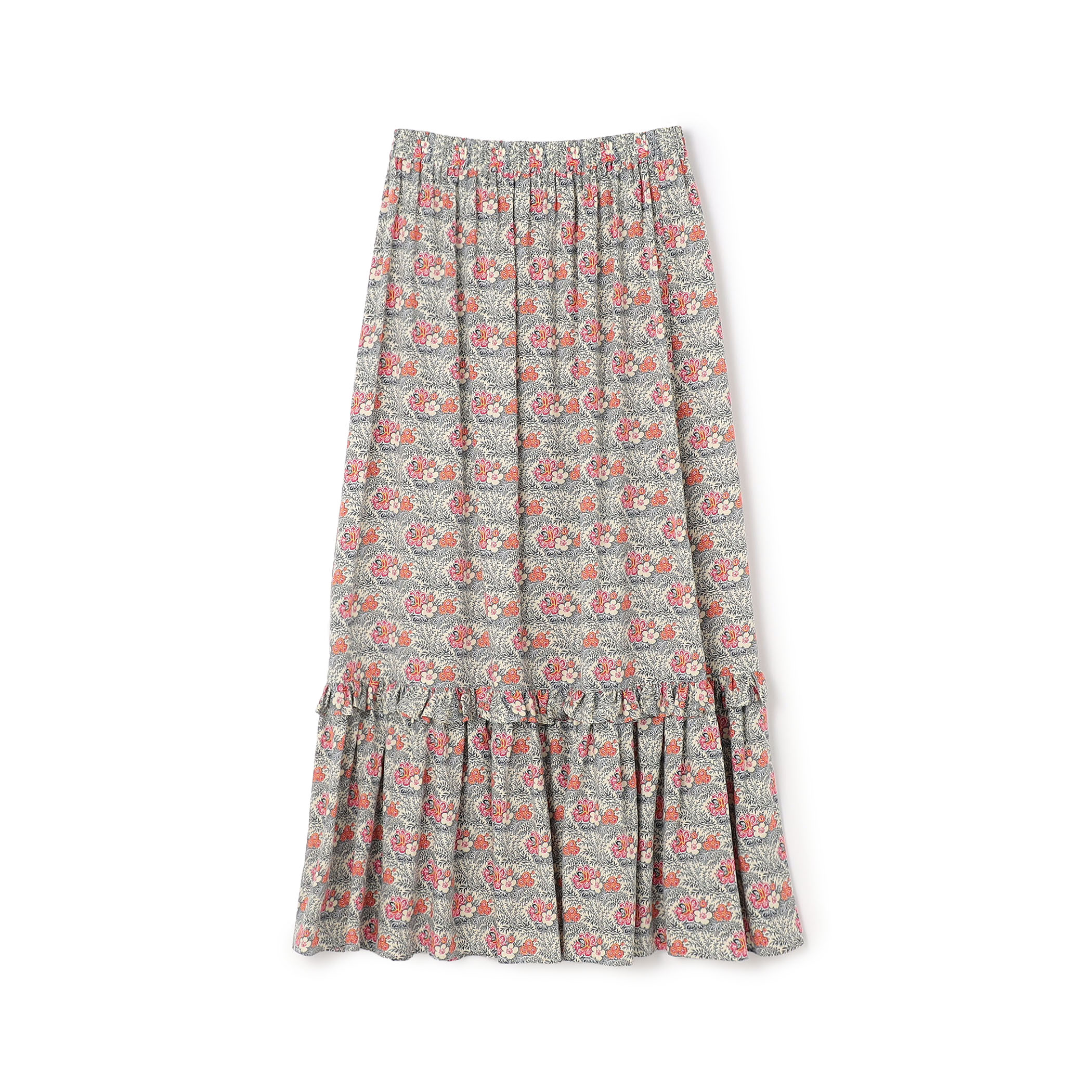 レーヨンプリント ティアードフリルスカート