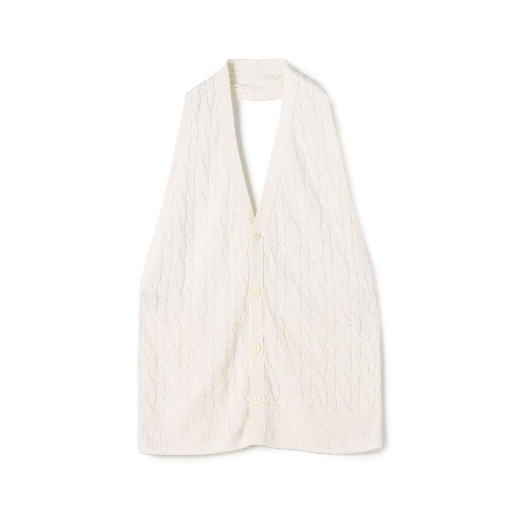 カシミヤシルク ケーブルニットホルターネックベスト