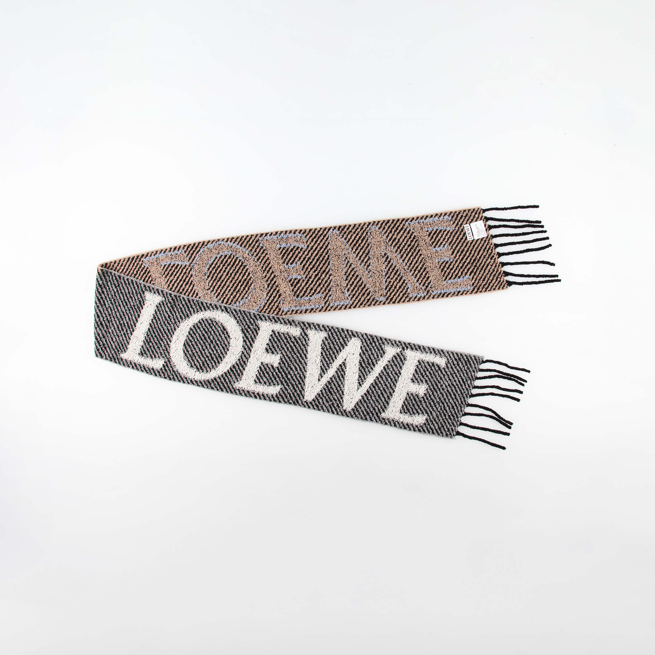 LOEWEアナグラムロゴツートンスカーフ LOEWE アナグラム スカーフ (ウール&カシミヤ) 40cm x 180cm (LOEWE