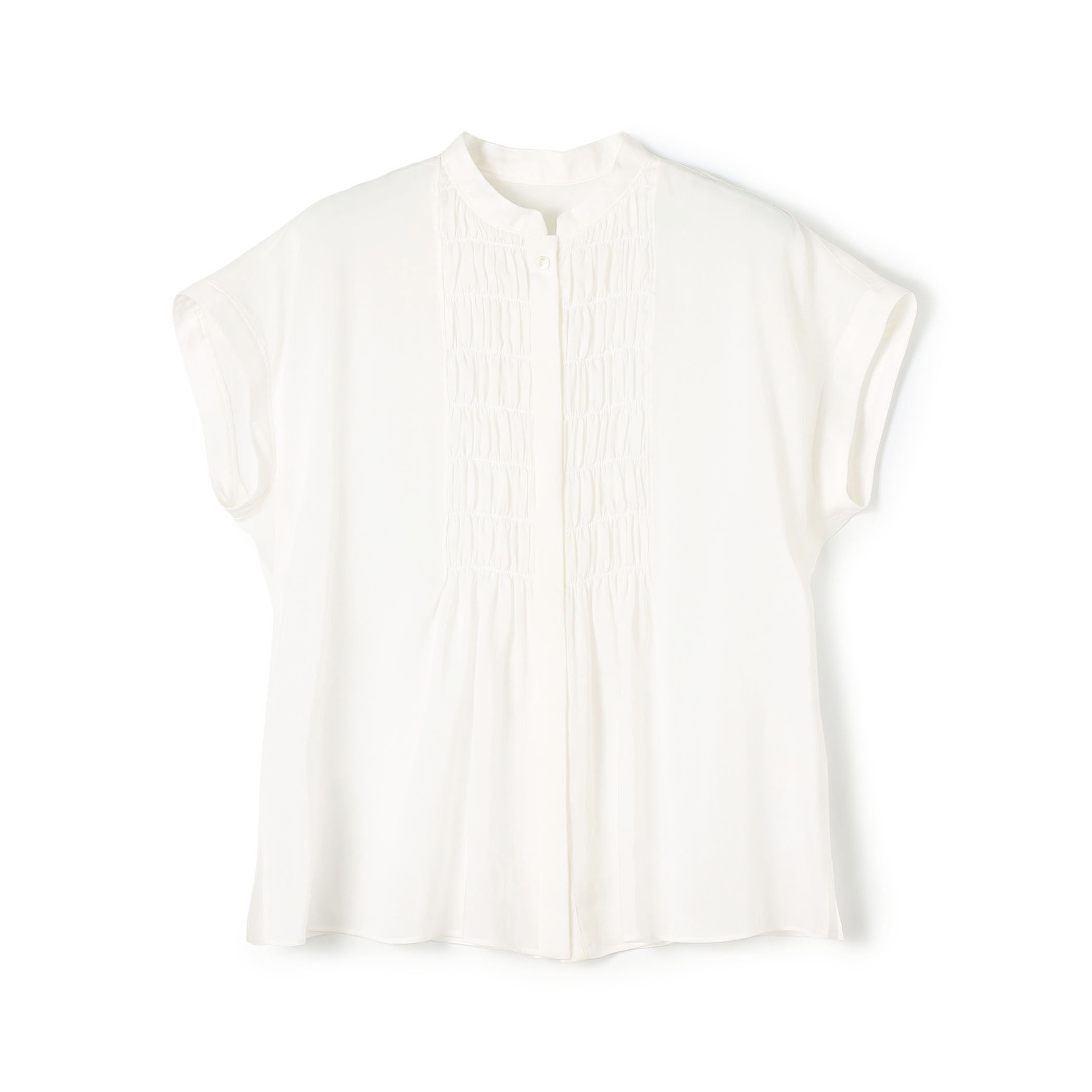 スムースラミー フロントシャーリングブラウス