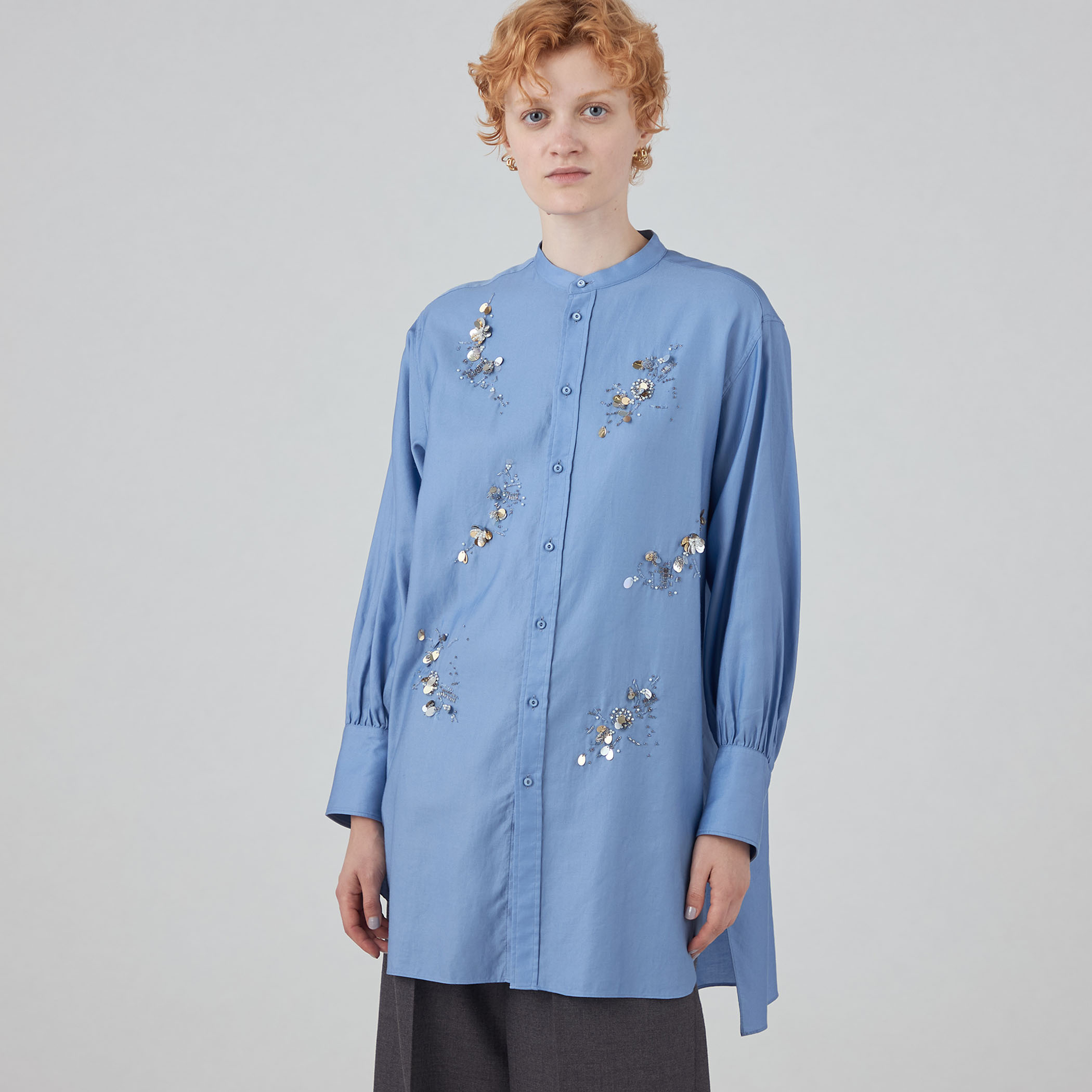 【美品】MACPHEE コットンモールスキン チュニックシャツ バックドロスト コットンモールスキン チュニックシャツ MACPHEE ブラウス 長袖