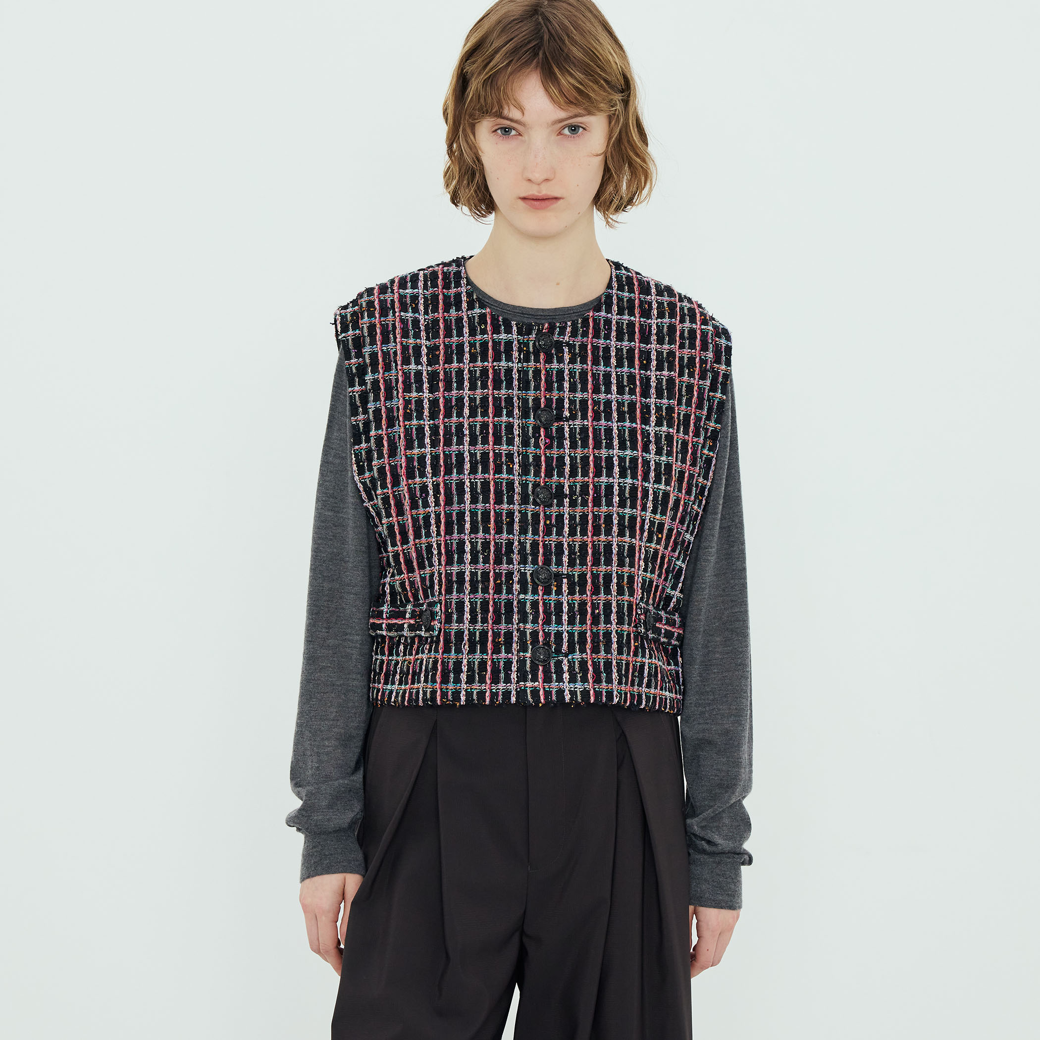 ミックスツイード ショートジレ｜トゥモローランド 公式通販