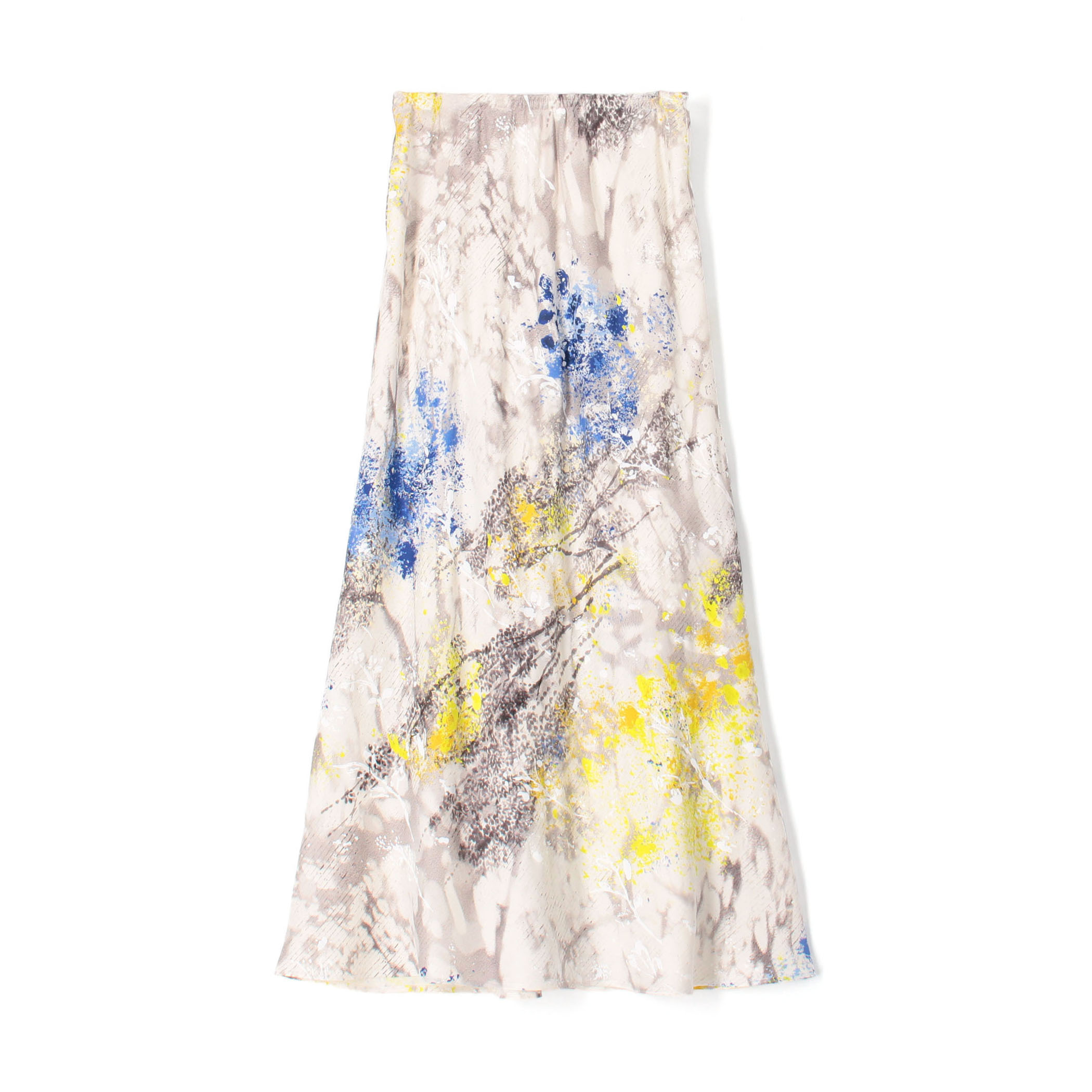 【WEB先行予約】ダプルドシェードアブストラクトプリント セミフレアスカート