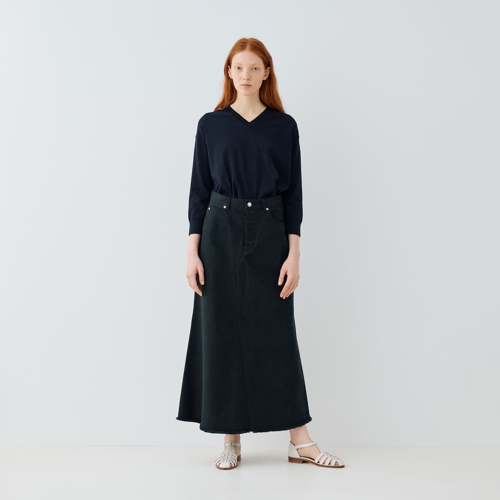 □ヴィンテージアイランドデニム ヘムフレアスカート