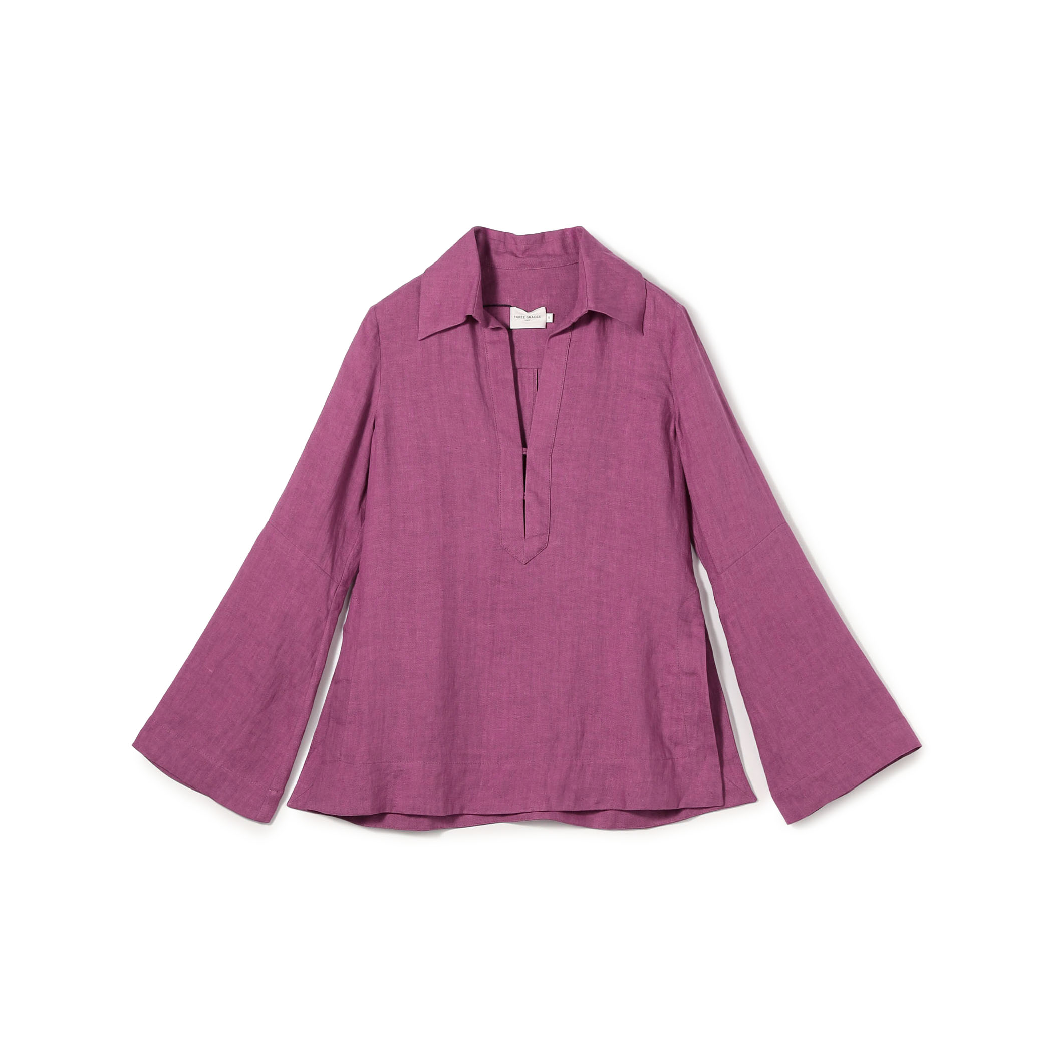 Three Graces EDIE TOP スキッパーカラー リネンシャツ