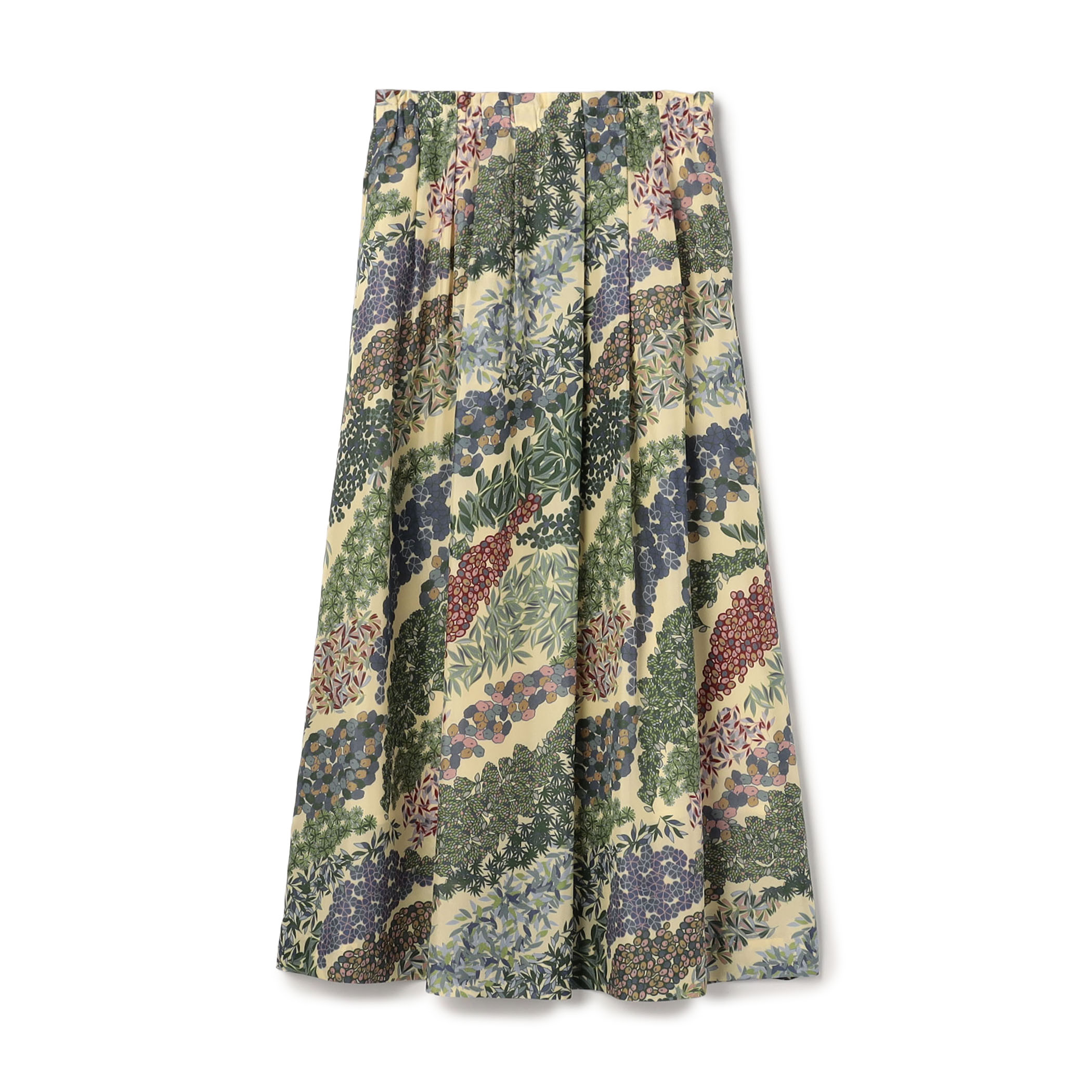 FLOWER RIVERプリント タックロングスカート