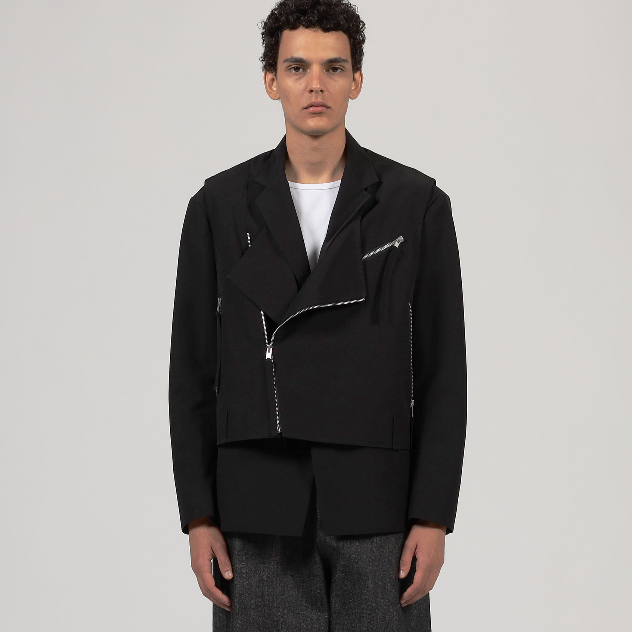 トゥモローランド　ライダース　XSサイズ　ブラック ALMOSTBLACK WOVEN レイヤードライダースジャケット