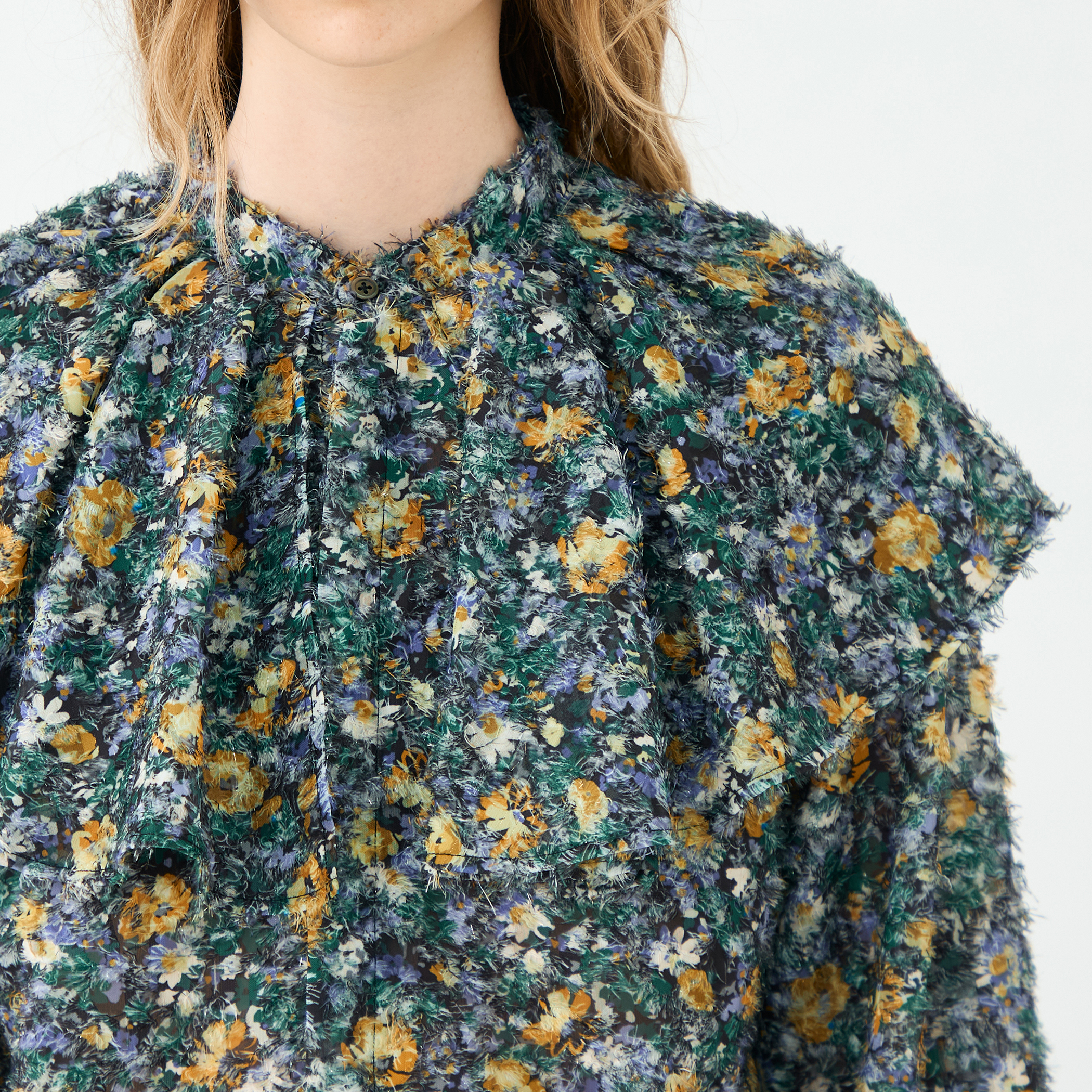 ラメカットジャカード ワイドカラーブラウス｜トゥモローランド 公式通販