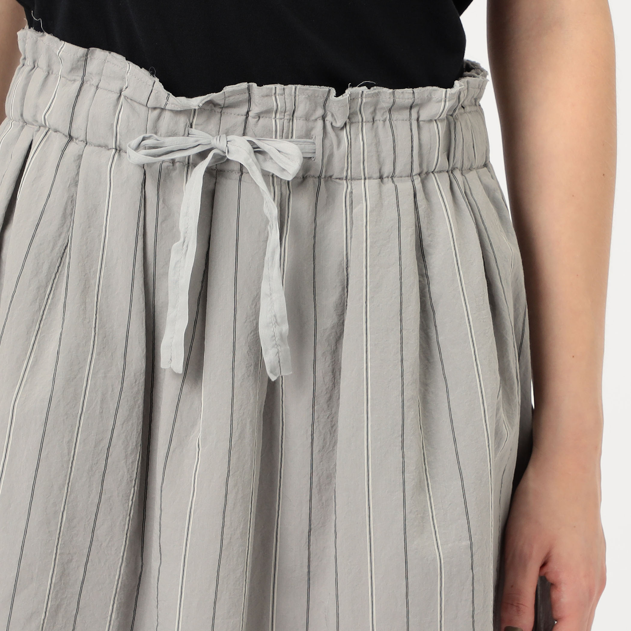 KristenseN DU NORD コットンナイロンストライプ ギャザースカート