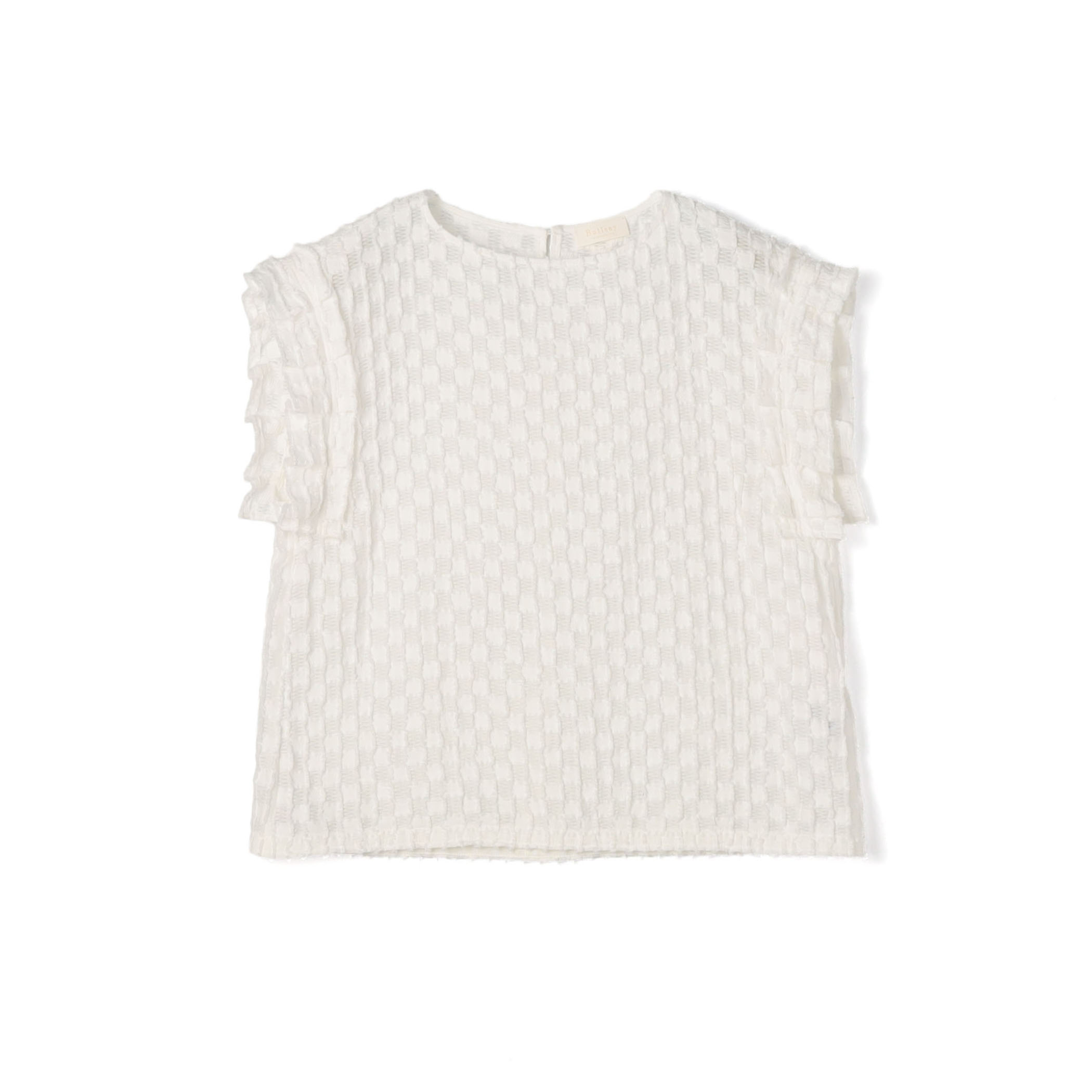 グリッドカットジャカード フリルフレンチブラウス