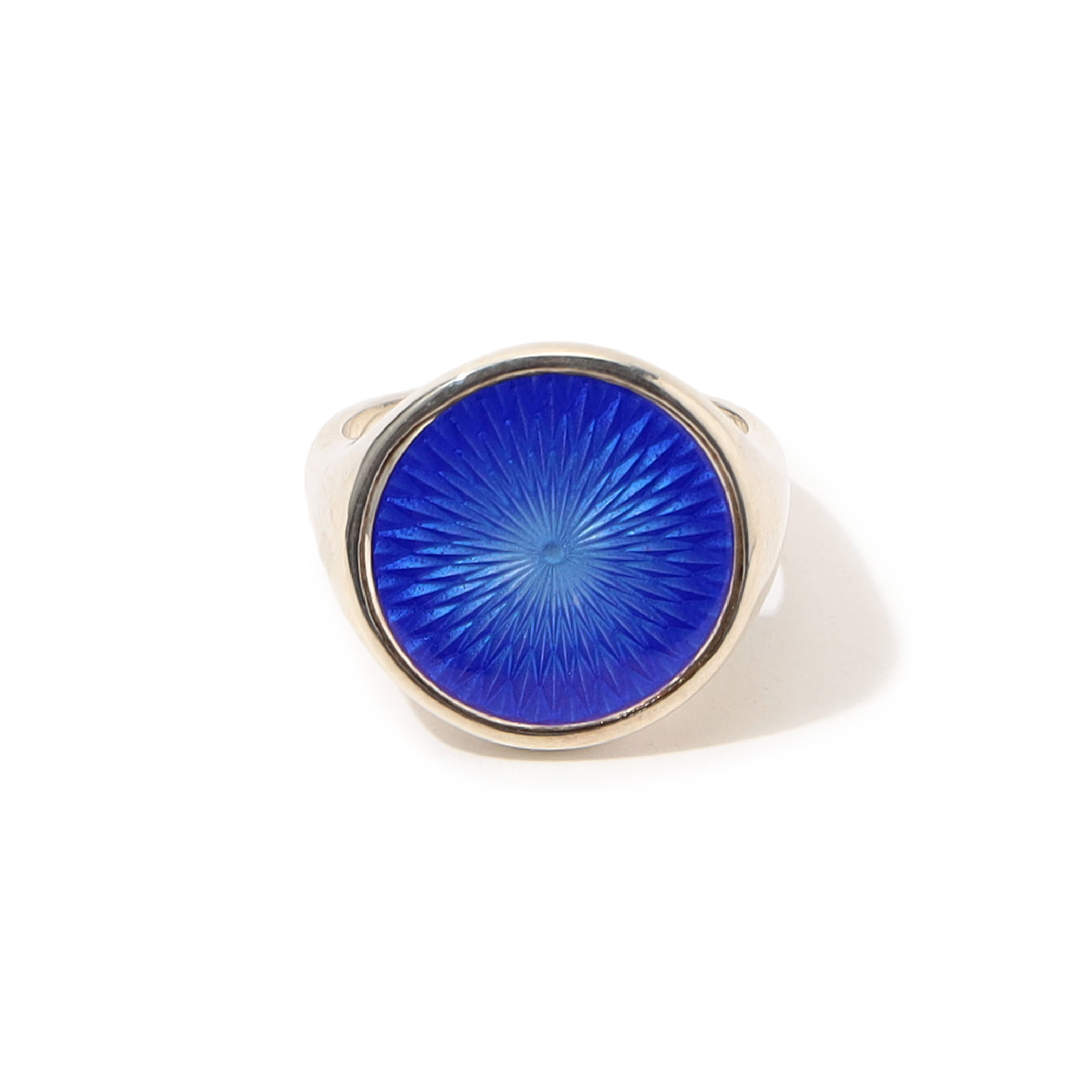 FERIAN Glass Enamel Signet Ring Cobalt Blue