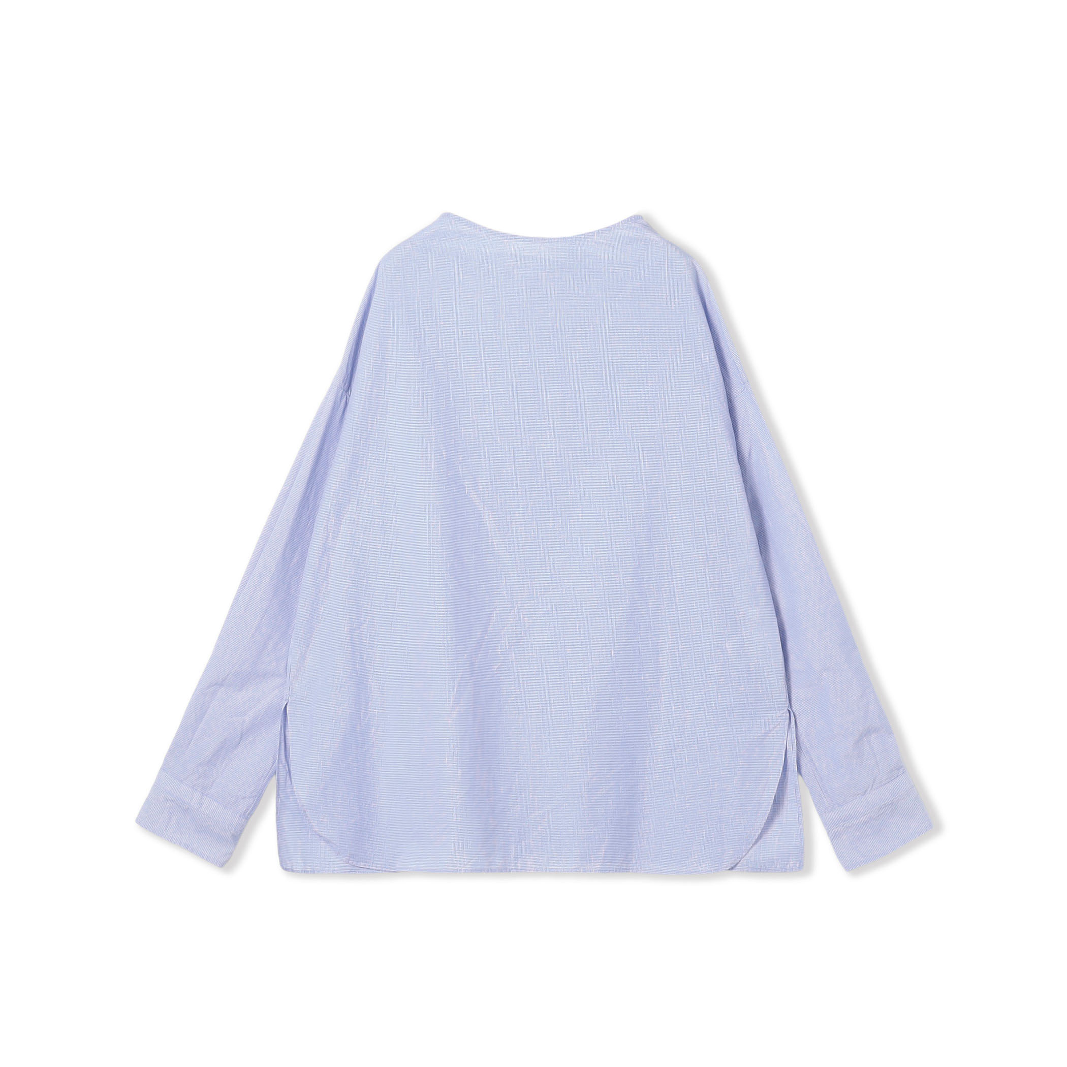 コットン ミドルネックバックボタンシャツ