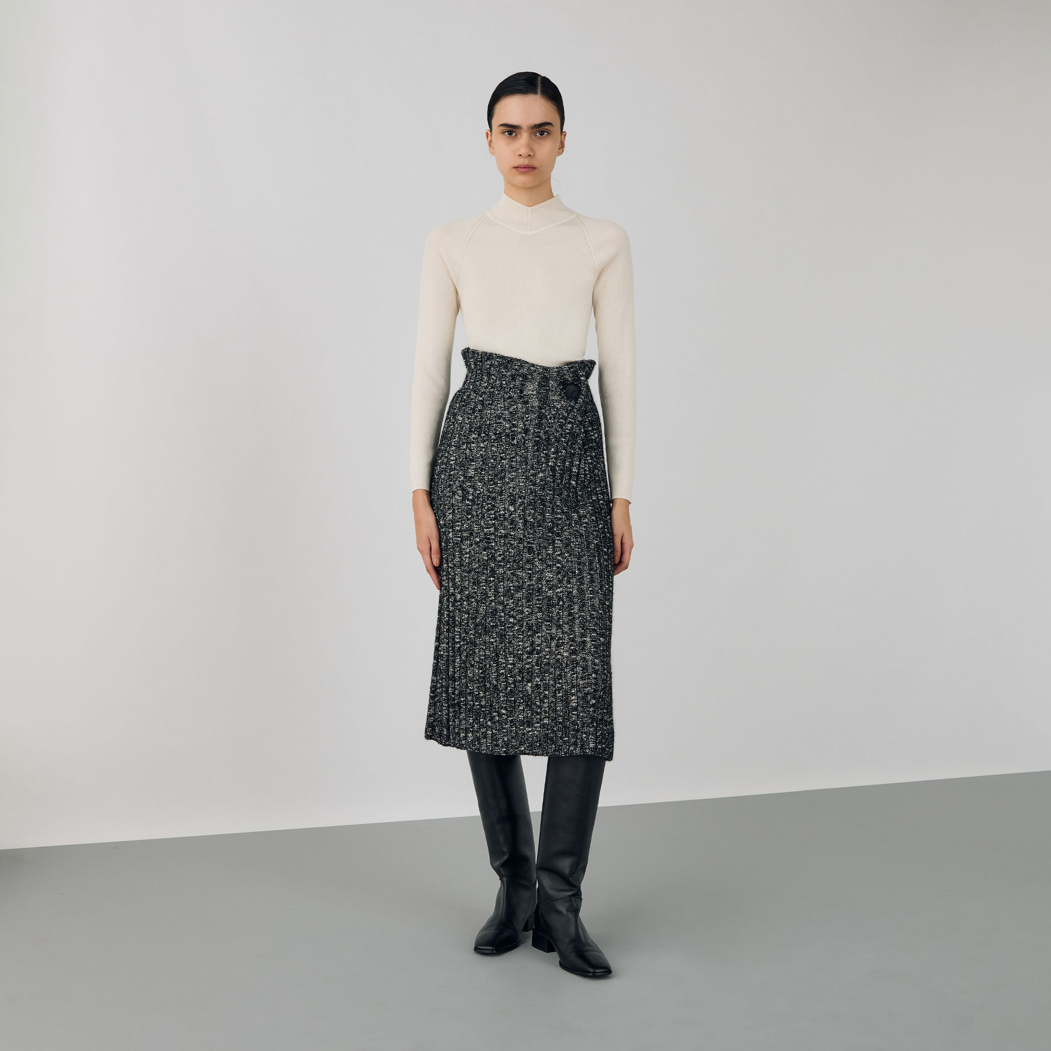 【BALENCIAGA】フレア ミディ スカート アルパカミックススラブ フレアミディスカート