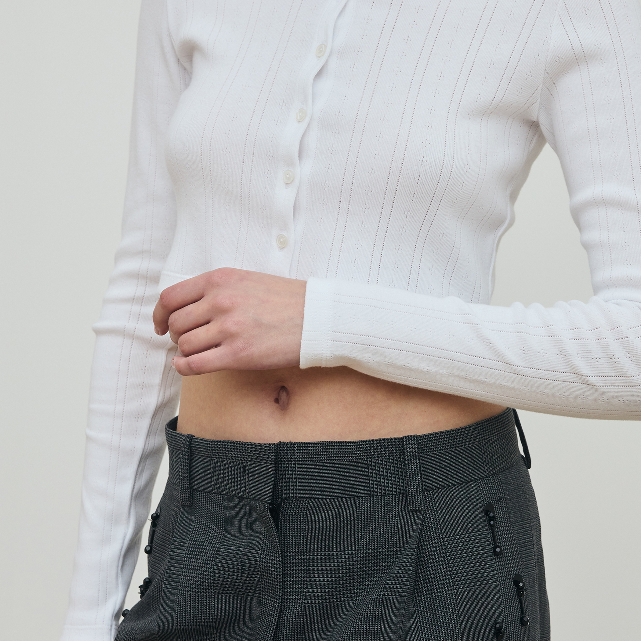 アイレットジャージー クロップドカーディガン｜トゥモローランド 公式通販