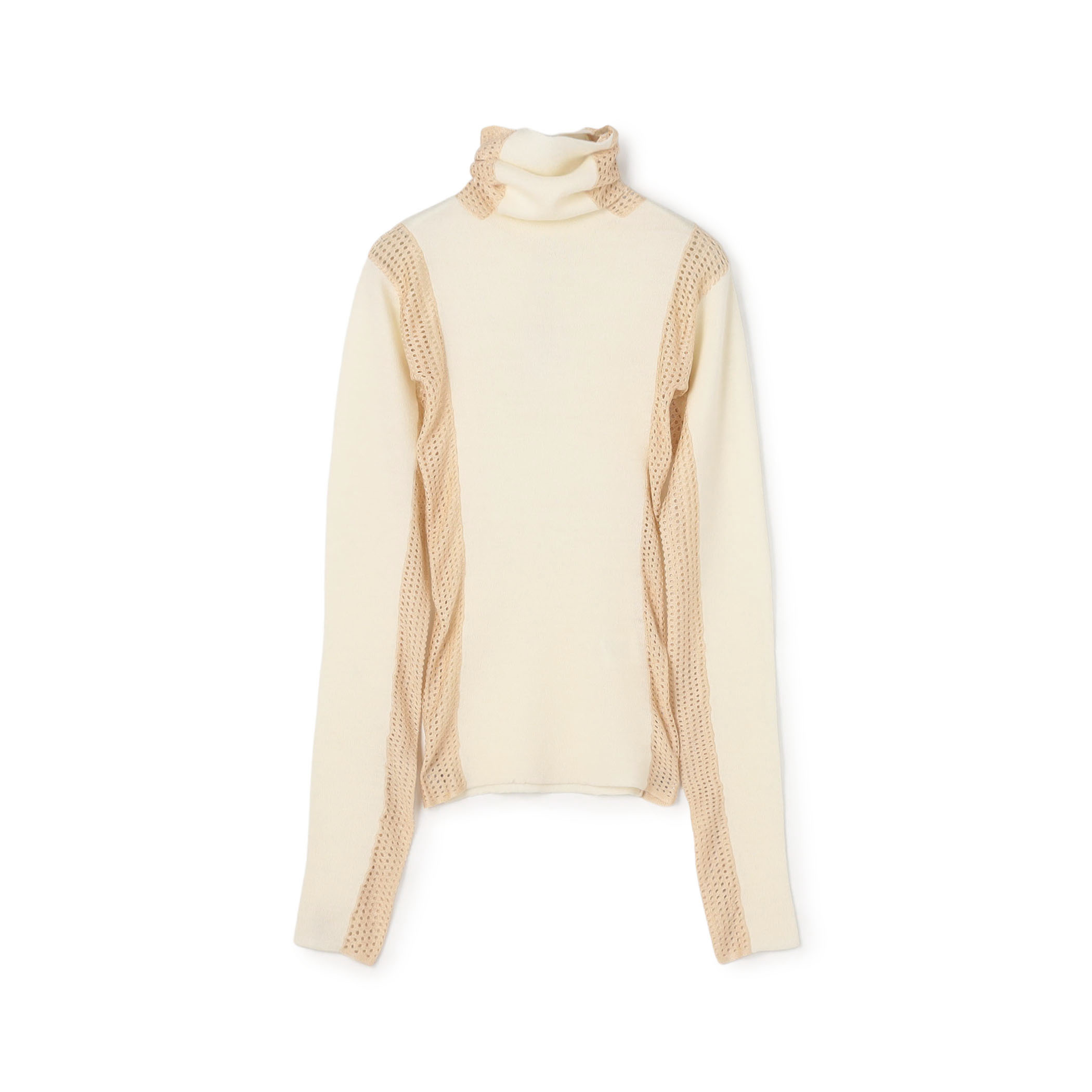 diotima Merino Mesh Stripe メッシュコンビ タートルネックニット