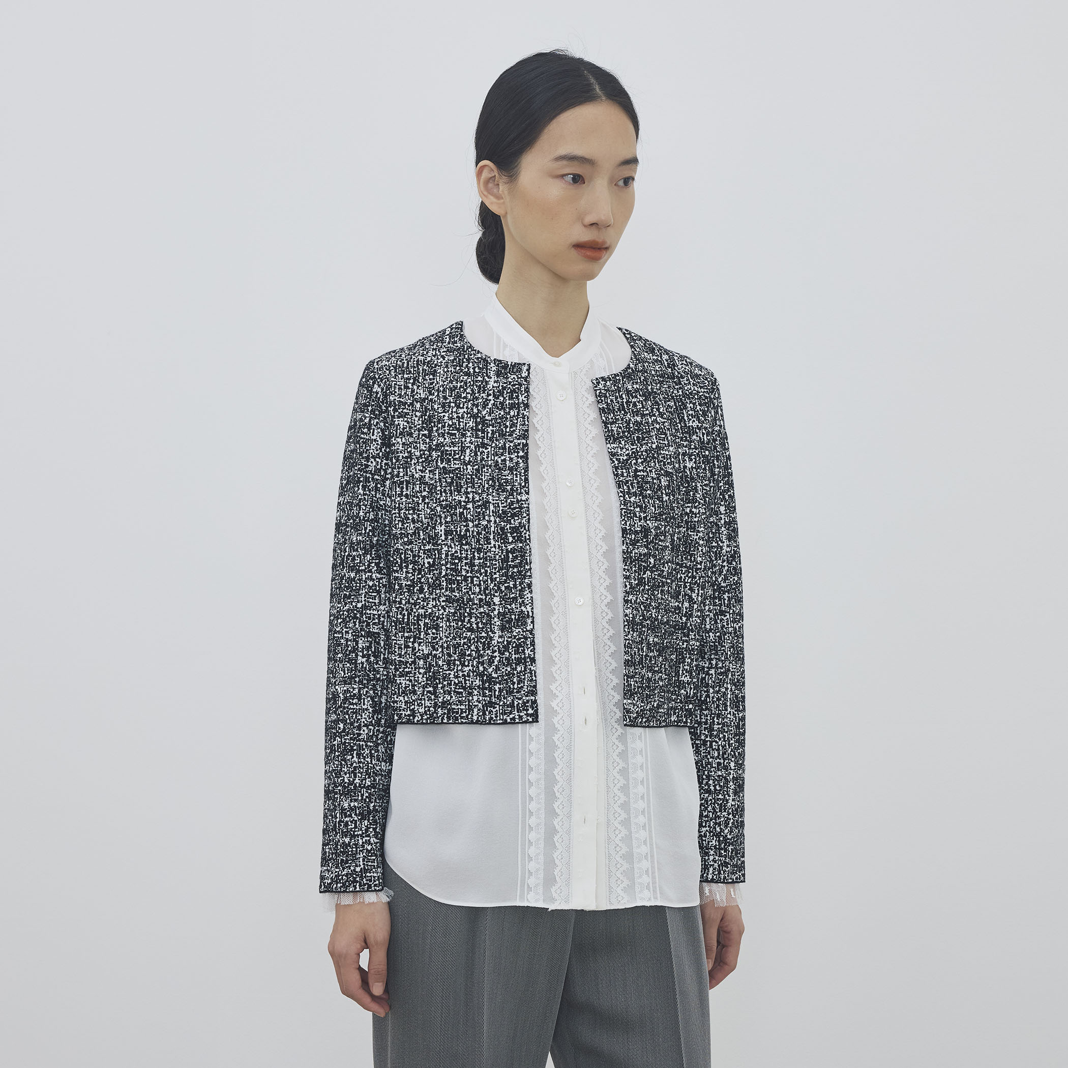 ツートーンジャカード ノーカラージャケット｜トゥモローランド 公式通販