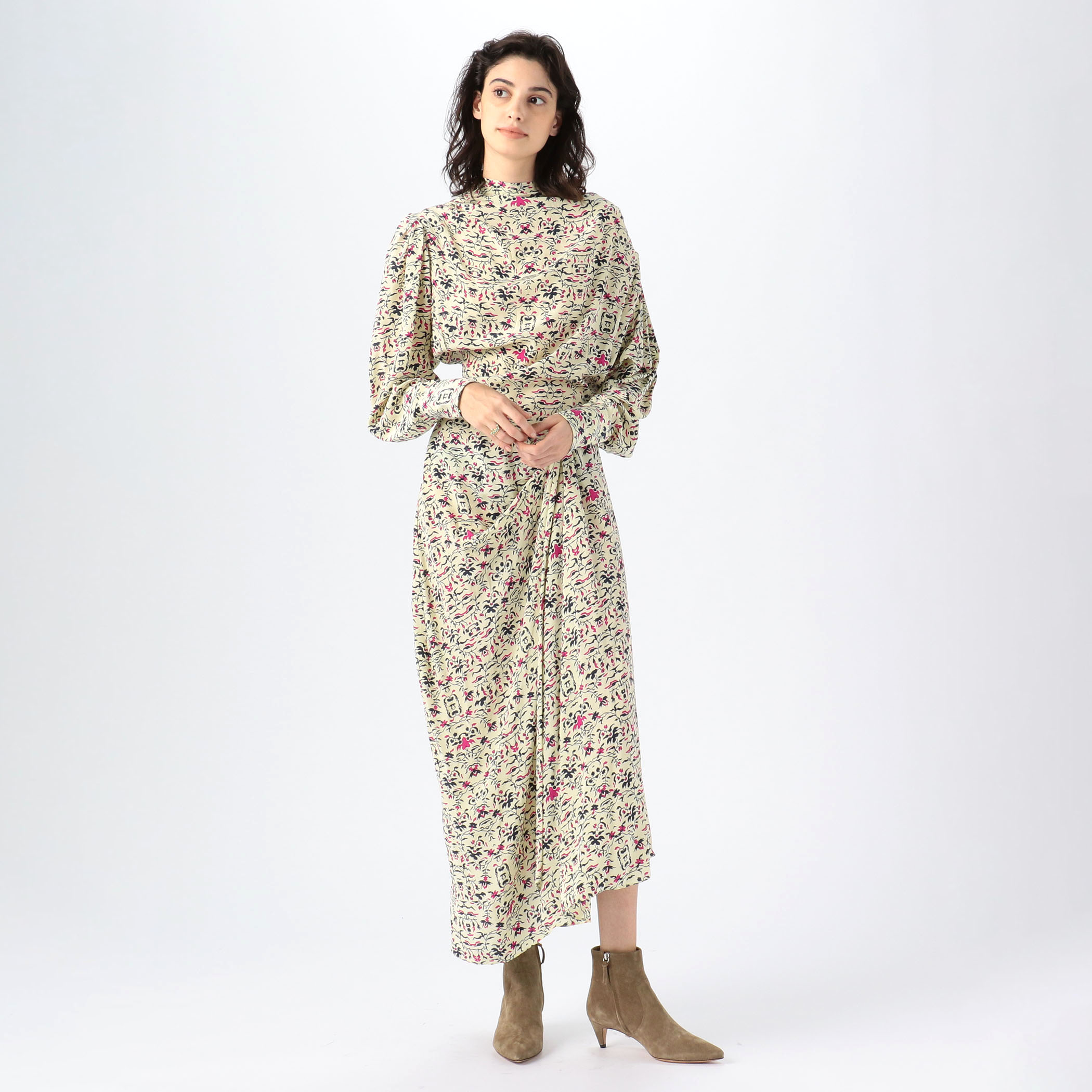 ISABEL MARANT BERNADETTE シルクプリント ドレープロングワンピース 