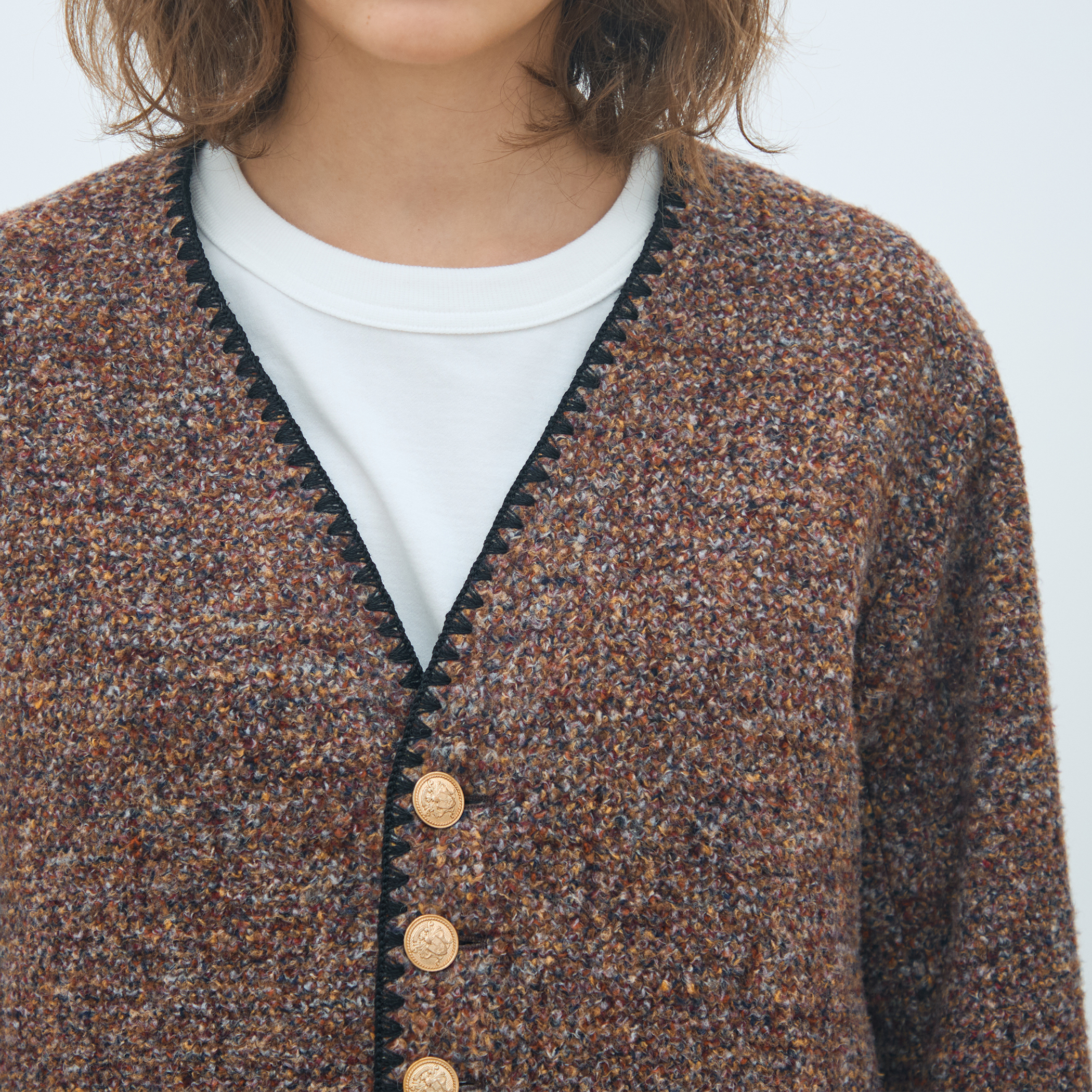 新品 FLEXJERSEY スライバー ウールジャケット 茶 LL40 軽量 セール】 【FLEX JERSEY】スライバーチェックジャケット （ノーカラー