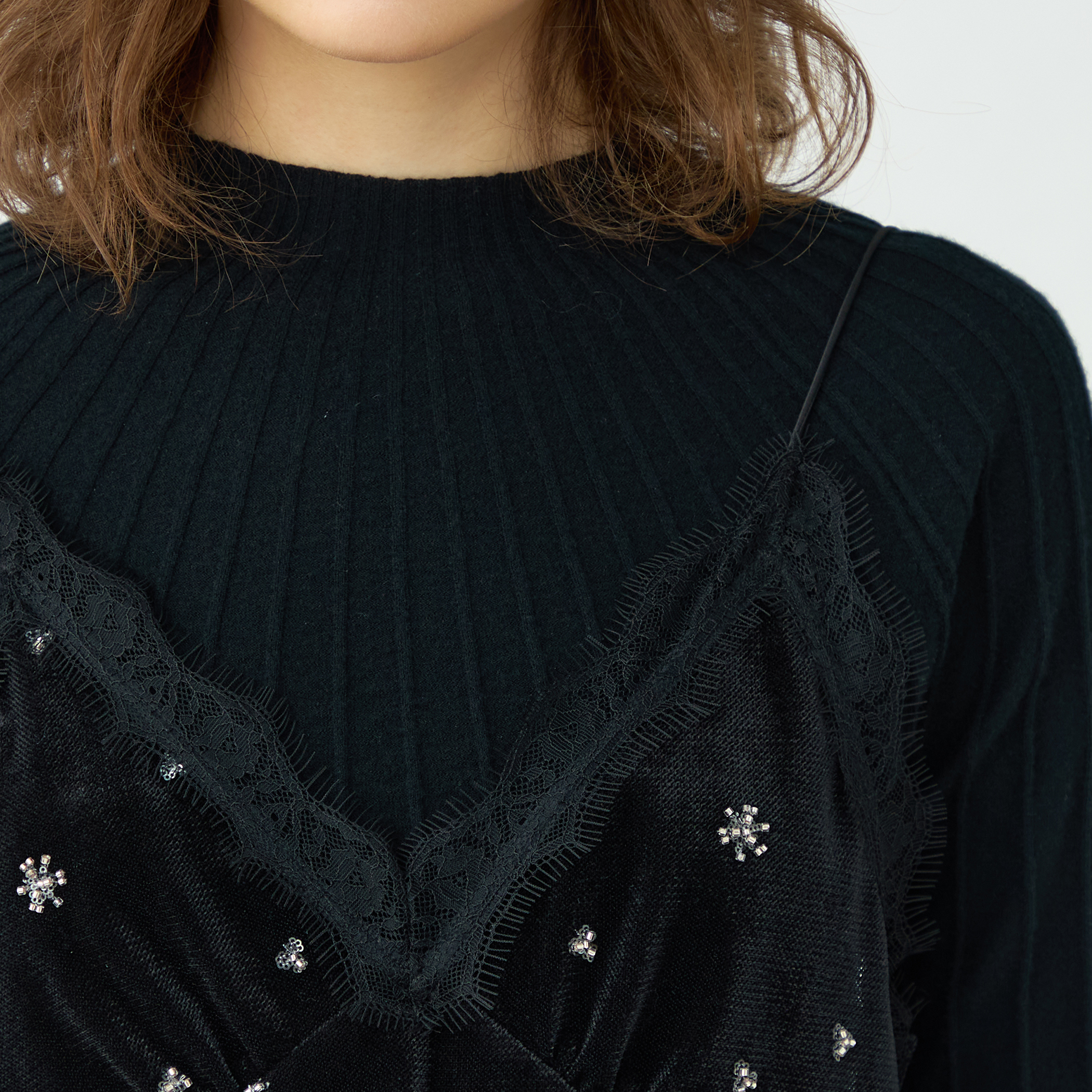 BALLSEY トゥモローランド　キャミソールブラウス メッシュベロアエンブロイダリー キャミソールブラウス