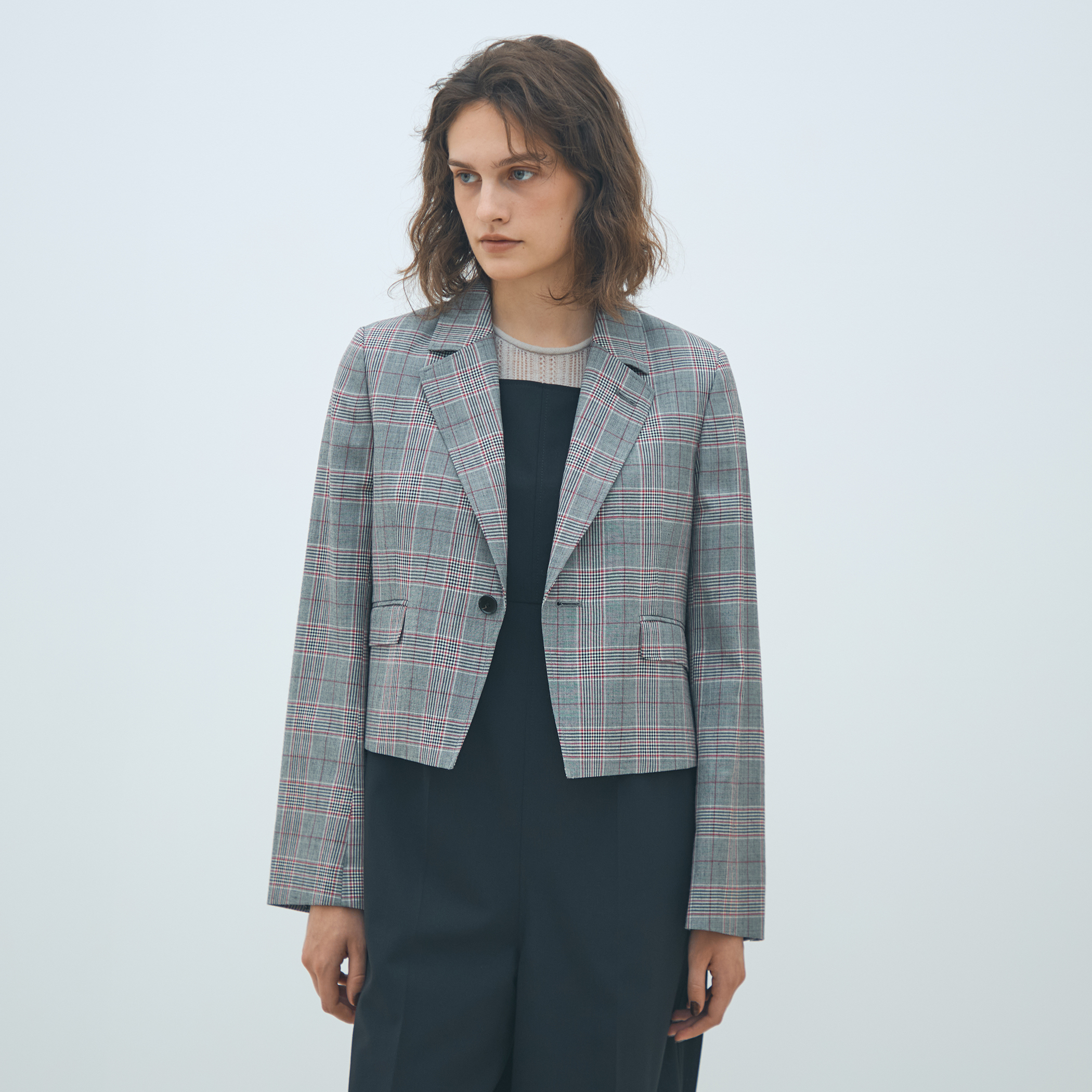 ライトウールチェックシングルブレストジャケット｜トゥモローランド