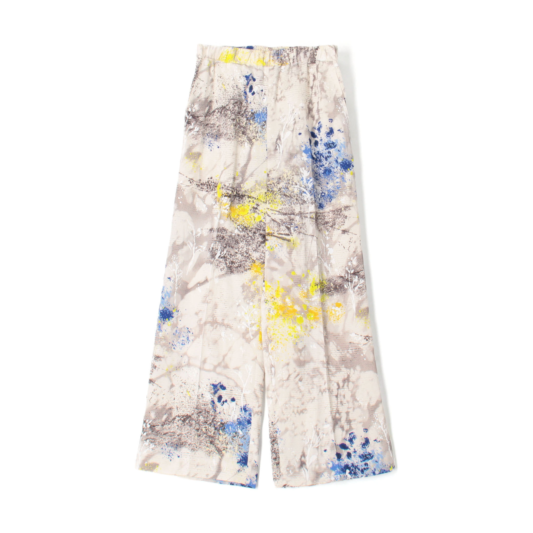 【WEB先行予約】 ダプルドシェードアブストラクトプリント エラスティックスリムパンツ