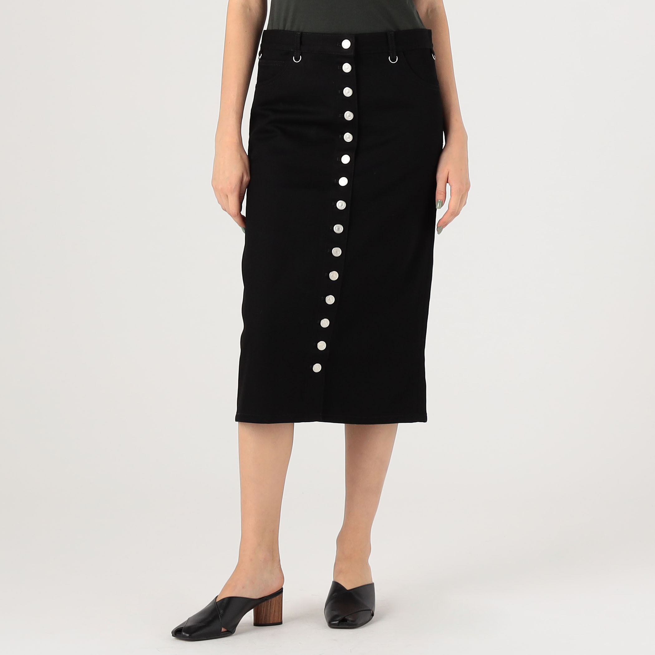 【Courreges】ウールブレンドミディスカート ウォッシャブルサキソニー ギャザーミディスカート