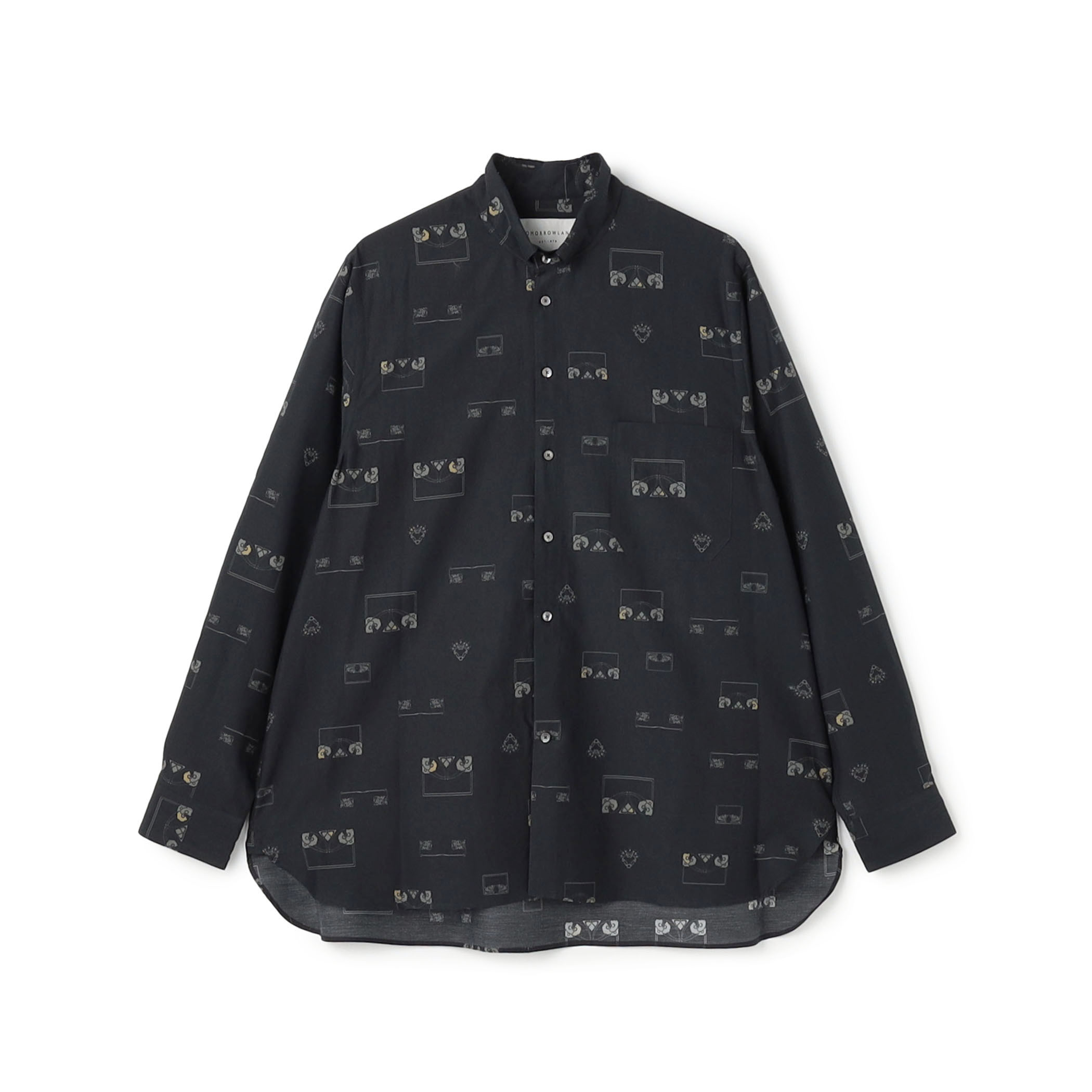 コットンシルクプリント ロングスリーブシャツ